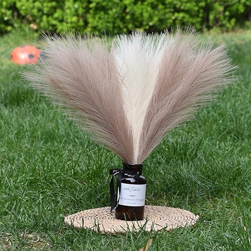 Miniatura 3 de Wanry flourigems 6 piezas de decoración de hierba de las pampas sintética de 17 pulgadas, hierba de las pampas pequeña artificial, no desprende