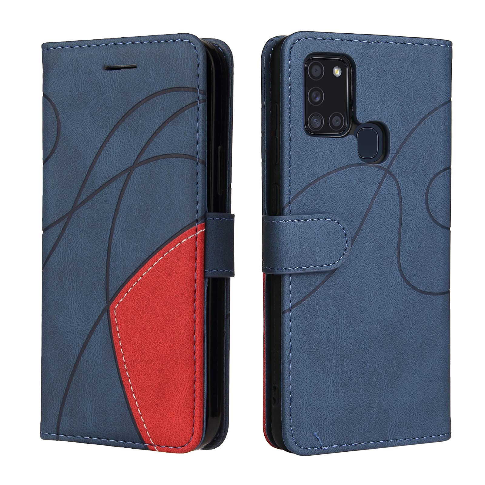 Samsung A21S Case Geometric, Shockproof Wallet Case PU Leather with Credit  Card Holder Stand Magnetic Scratchproof Protect Folding Flip Phone Case