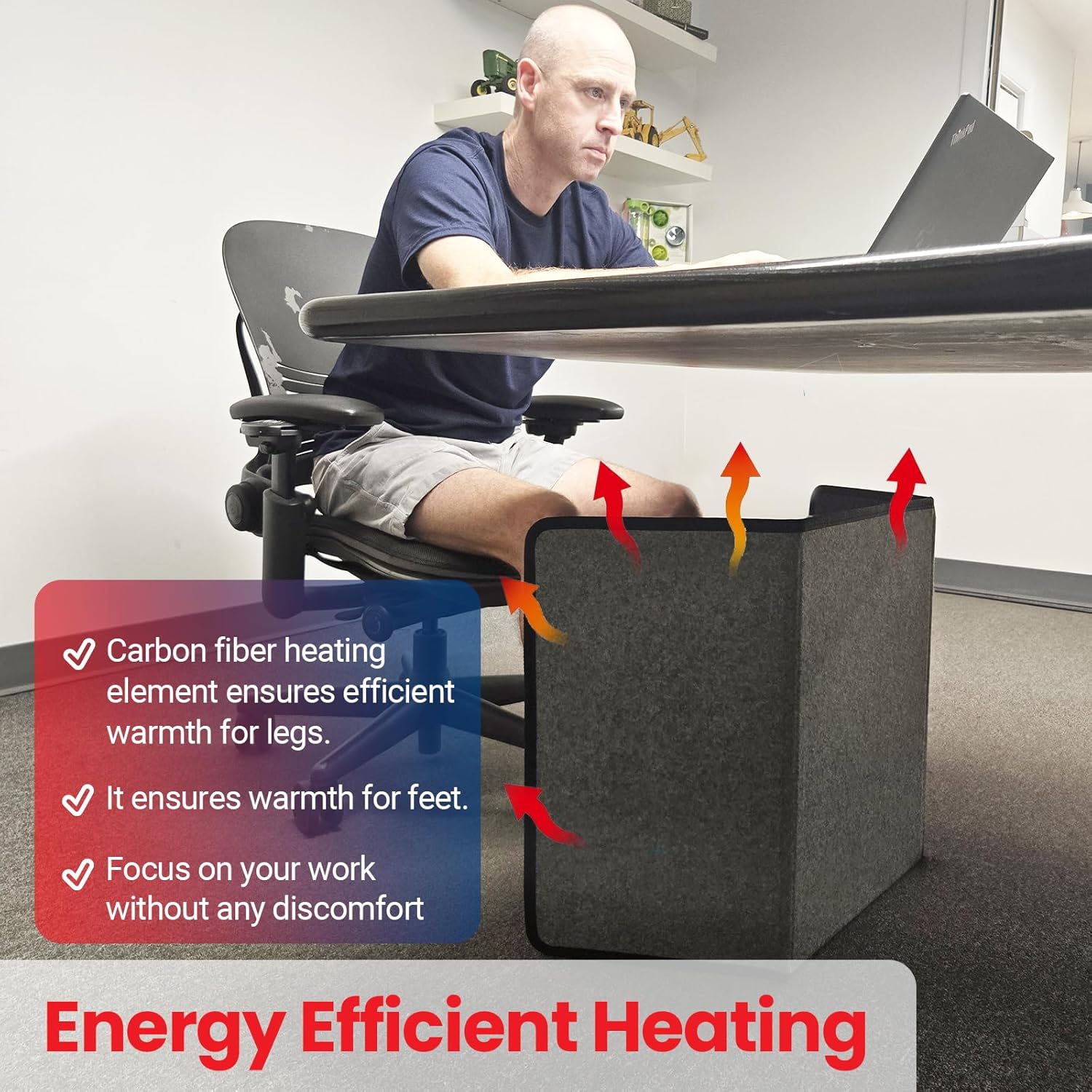 Lavawall Electric Warming Wall: Portable Space Heater for Office & Home, Timer & Thermostat, Safe & Quiet for Legs, Ankles, Feet - Foldable - Under Desk Space Heater Alternative – Desert (Black)