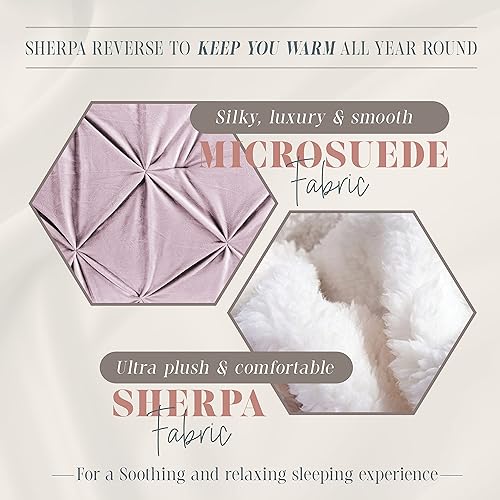 Miniatura 5 de Elegant Comfort Juego de 3 piezas de edredón de sherpa plisado, reversible, con relleno alternativo, lujoso, transpirable, tela acogedora, edredón