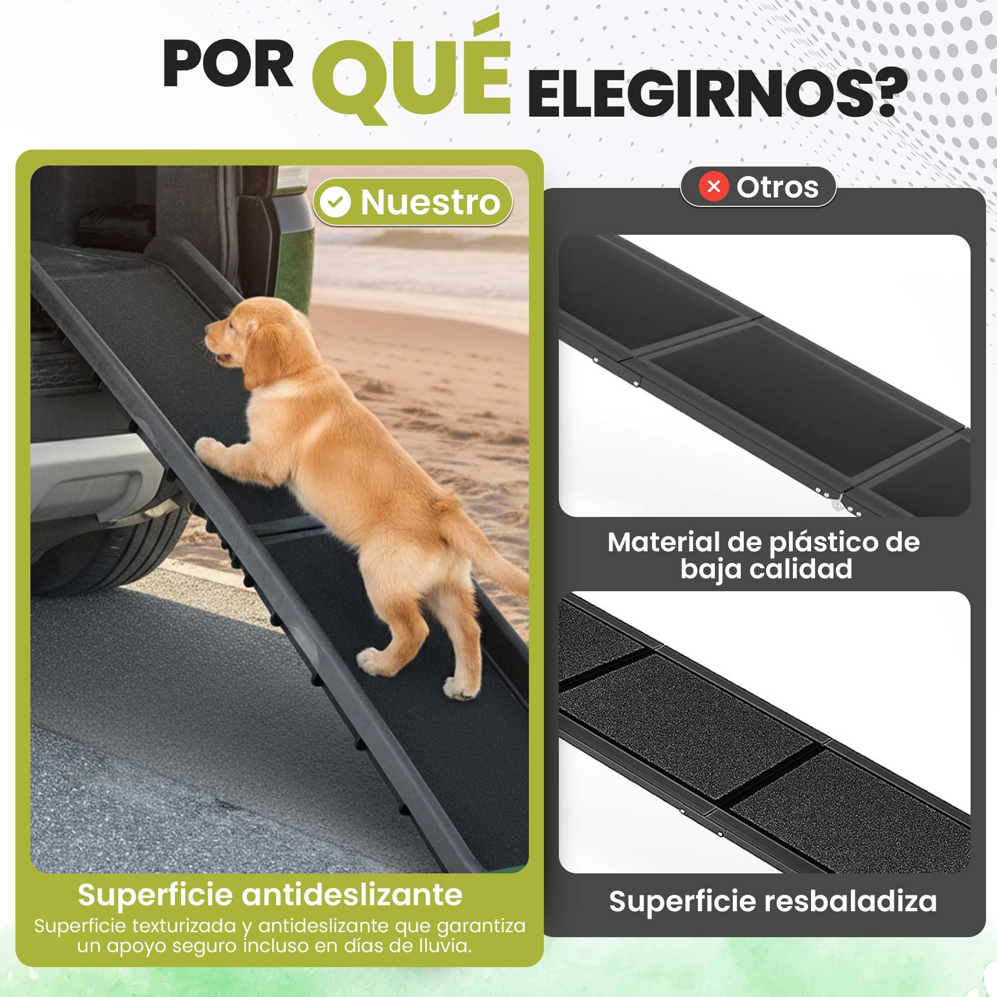 all Pets United® Rampa Plegable para Perros y Gatos Peldaño de Entrada para el Maletero del Coche Escaleras para Mascotas para Animales Grandes y pequeños (Rampa)