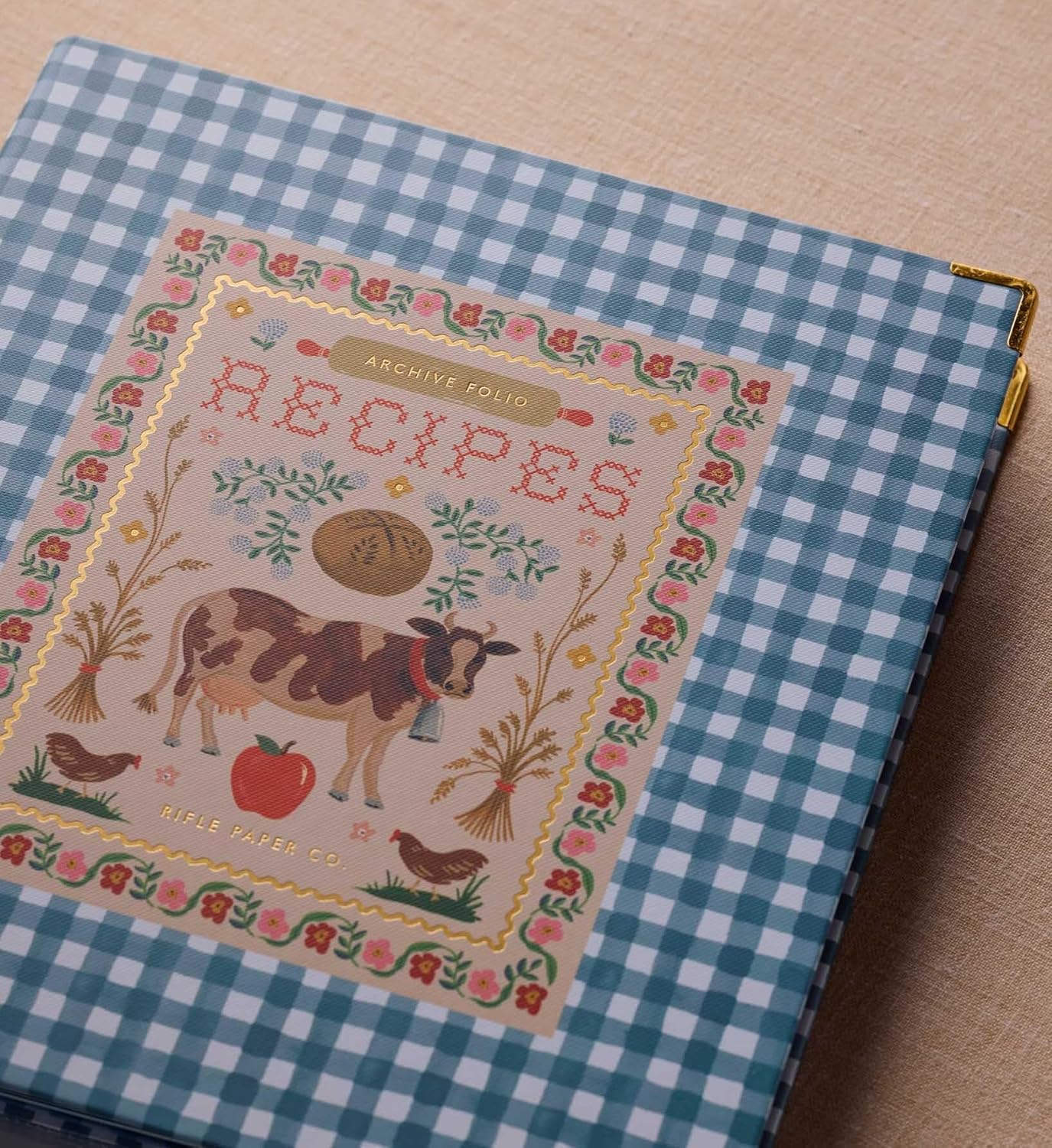 RIFLE PAPER CO. Home Sweet Home Recipe Organizer Binder - 1" Three-Ring Binder with Illustrated Cover, Holds 175+ Recipes, Includes 3 Tabbed Dividers and 6 Adhesive Labels, Reinforced Metal Corners