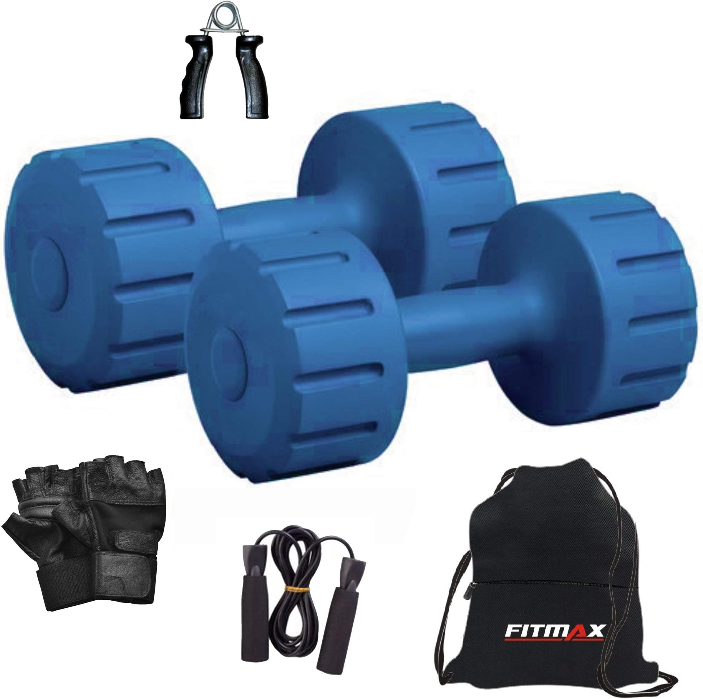 FITMAX 3 kg Set Combo with Gym Accessories PVC Fixed Weight Dumbbell (6kg) (Multicolor)