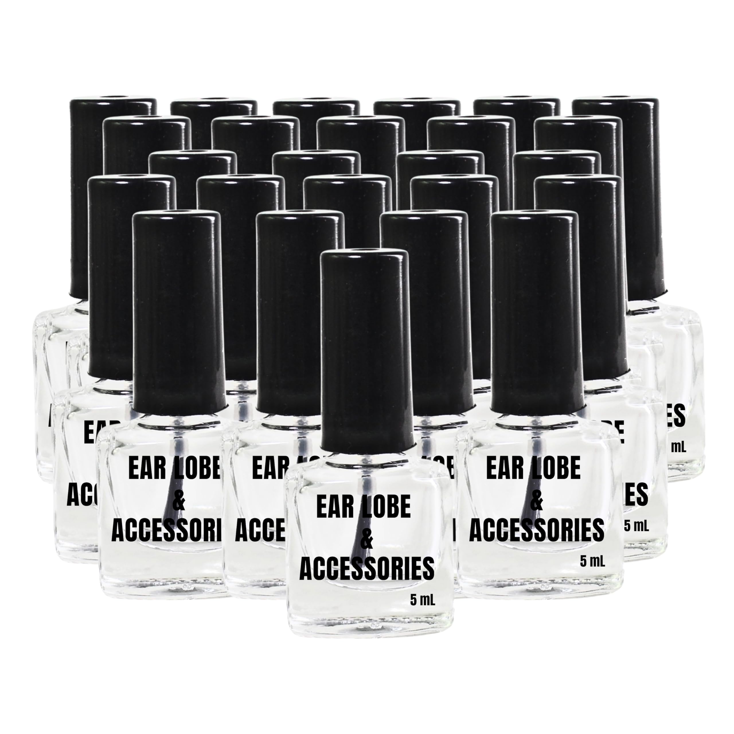 Ear Lobe & Accessories] Empty Nail Polish Bottles - 5 ml | Brush Cap for Easy Application | Clear Glass Bottles, Reusable, 6.5 X 3 cm - Pack of 25-image-37