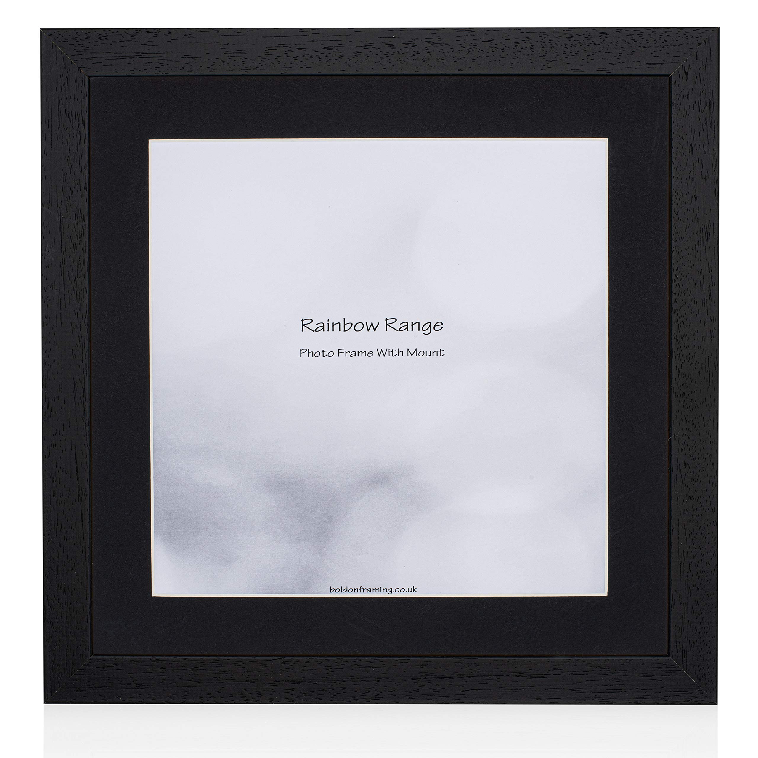 Boldon Framing Matt Black - Square Thin Photo Frame In Solid Wood With Black Wall Mount, 16X16 Frame Size 14X14
