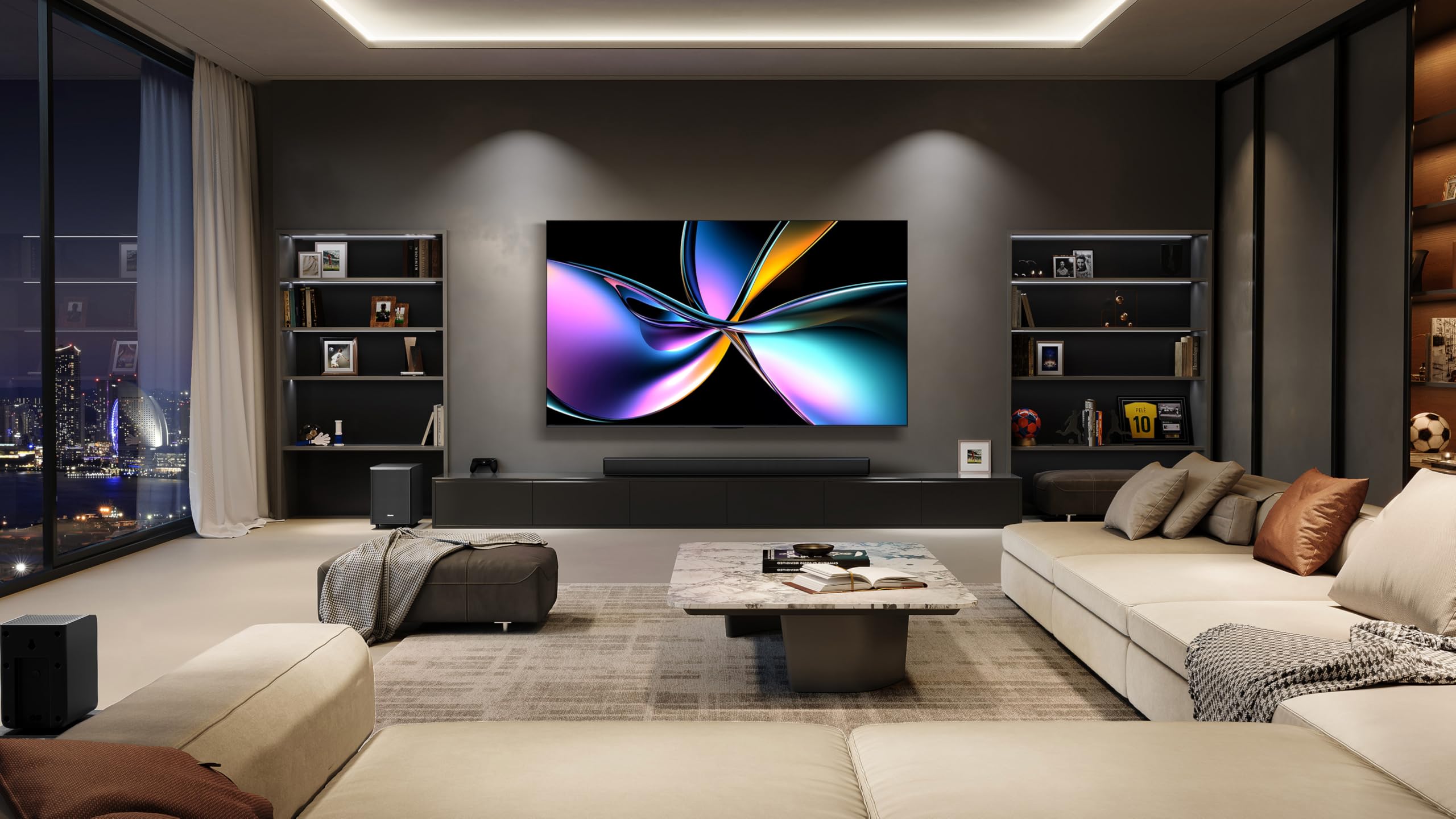 Hisense 65U7Q Pro Fernseher 65 Zoll, 4K Mini LED, Smart TV, Hi-View AI Engine Pro, 165Hz Game Mode Ultra, FreeSync Premium Pro, 2.1.2 ch. Surround Sound, Dolby Vision IQ Atmos, Sprachsteuerung [2025]