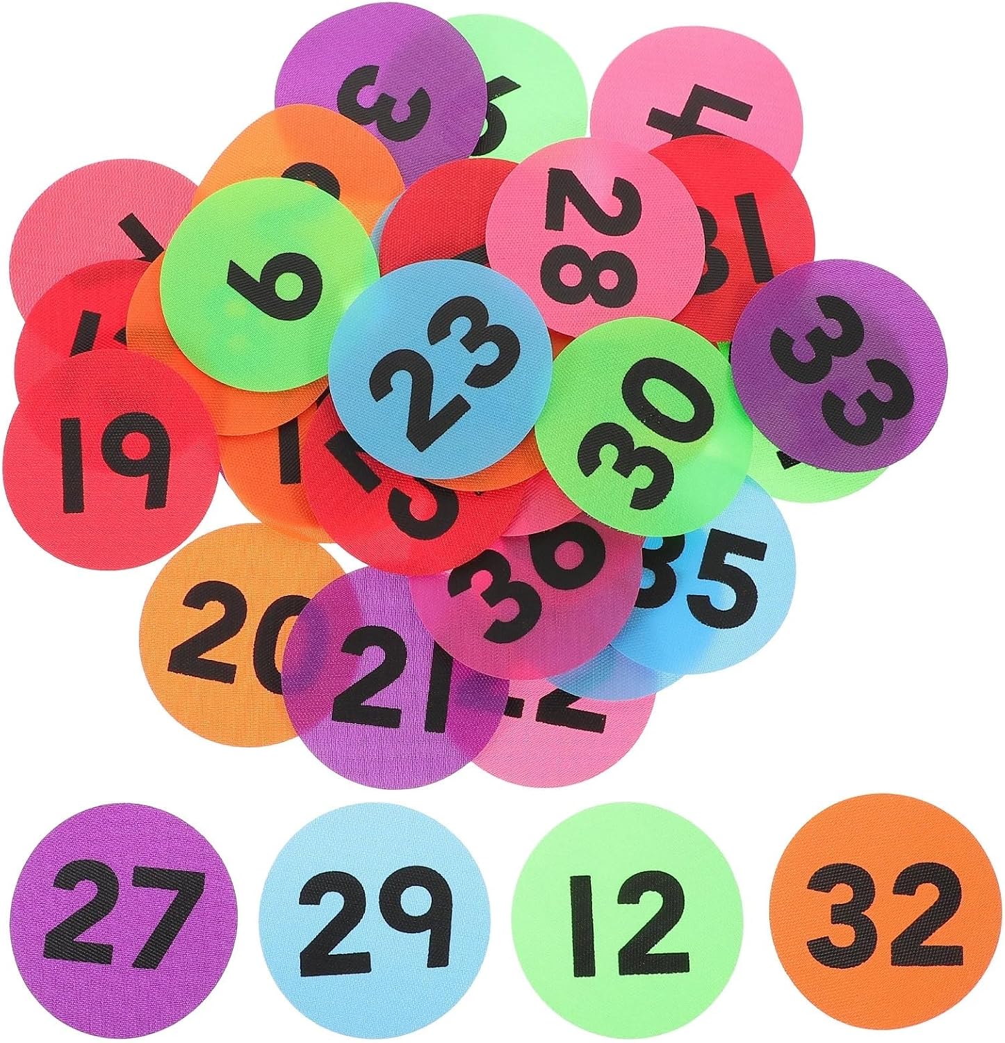 2sets 36Pcs Self-Adhesive Number Stickers Colored Marking Labels for Classroom Floor Office Home Organization and Identification