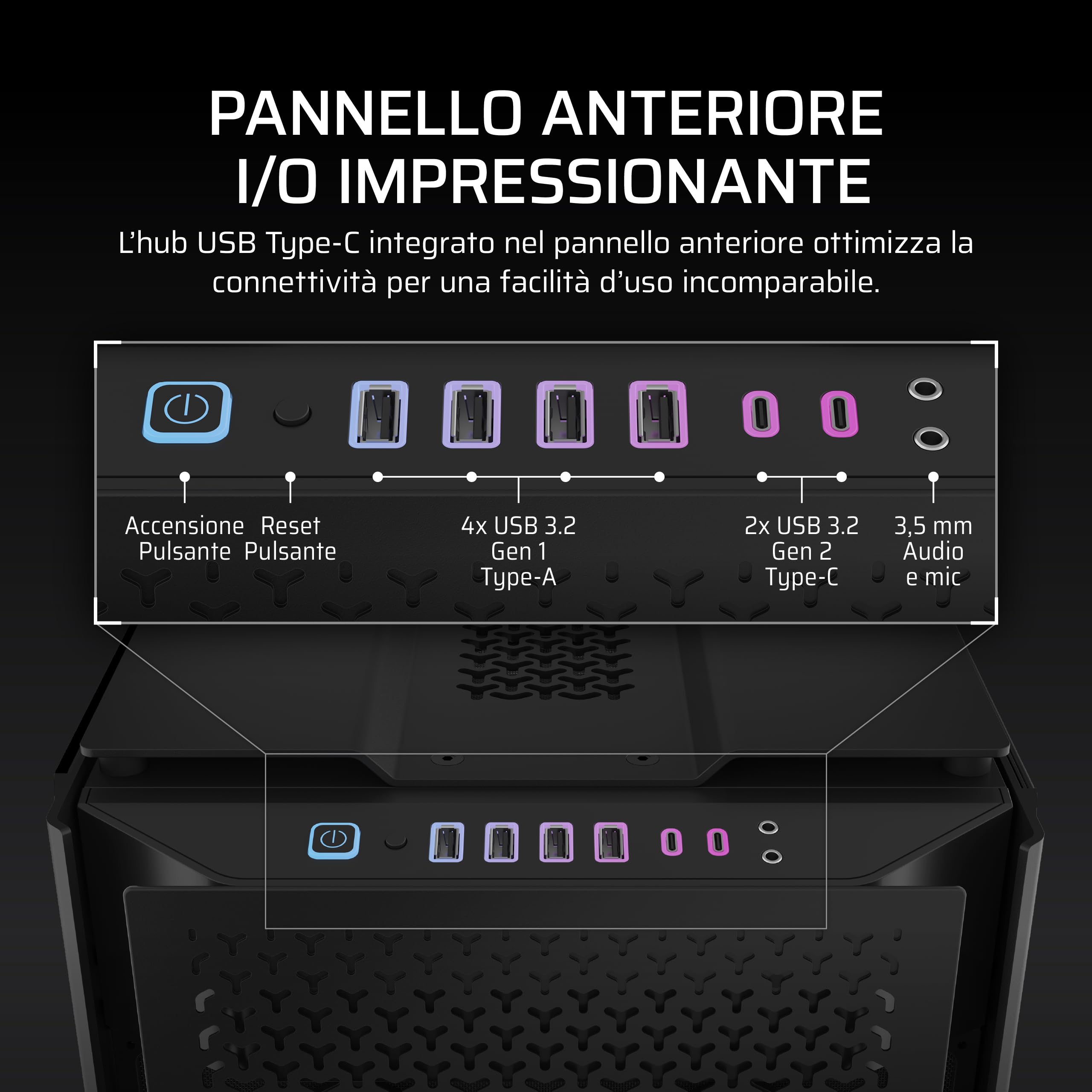 CORSAIR 9000D RGB AIRFLOW Case per PC Super Full-Tower – Spazio Mastodontico – Attacco ventole InfiniRail™ – Nessuna Ventola Inclusa – iCUE LINK System Hub Incluso – Nero