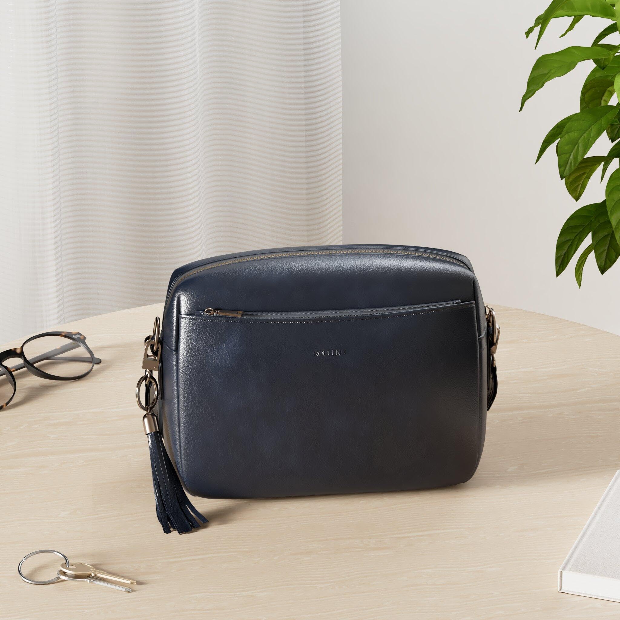 Roulens Piccola Borsa a Tracolla Donna con 3 Scomparti Capienti,Borsa Mano PU Pelle Messenger Crossbody Bag,Borsa a Spalla con Tracolla Ampia Regolabile e Rimovibile