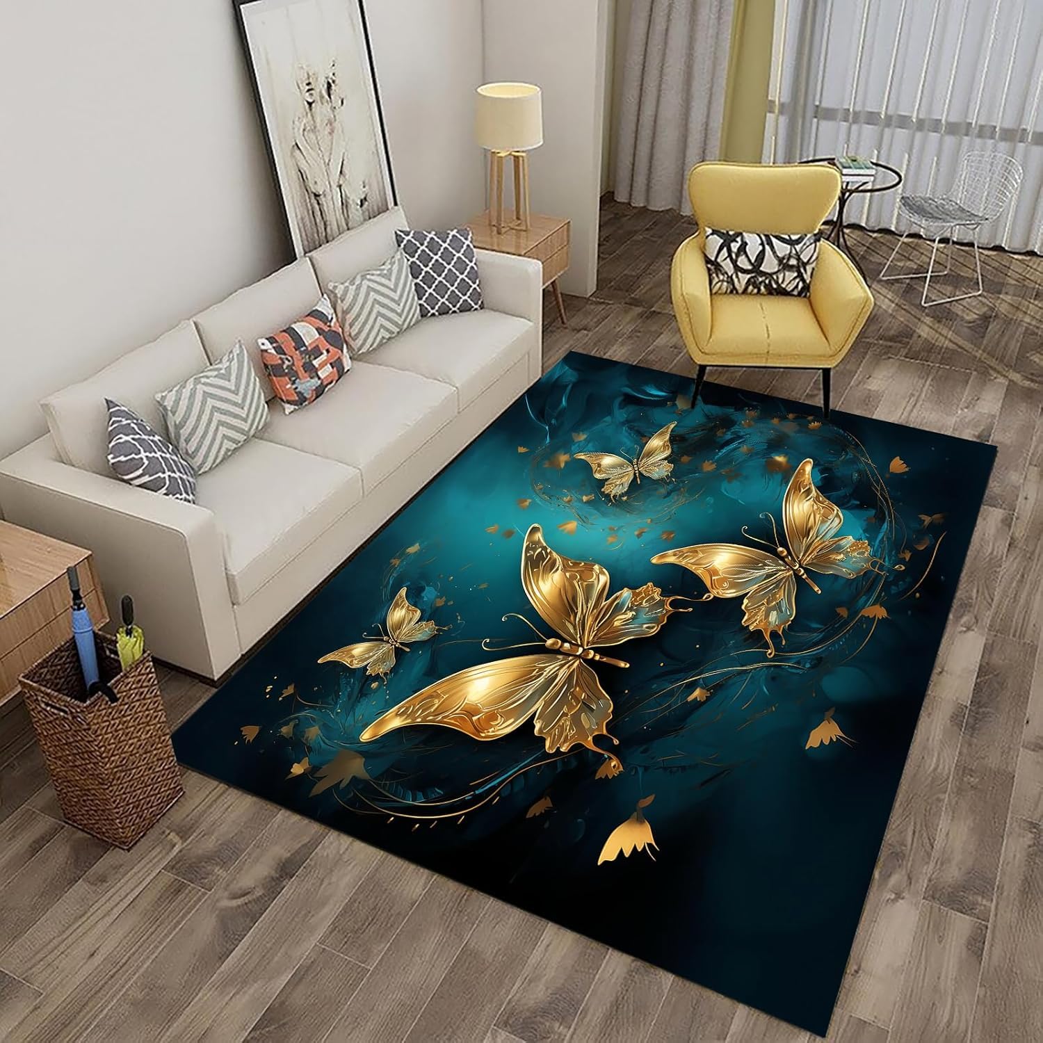 Grand tapis de chambre enfant motif papillon 3D parfait pour espace de jeu