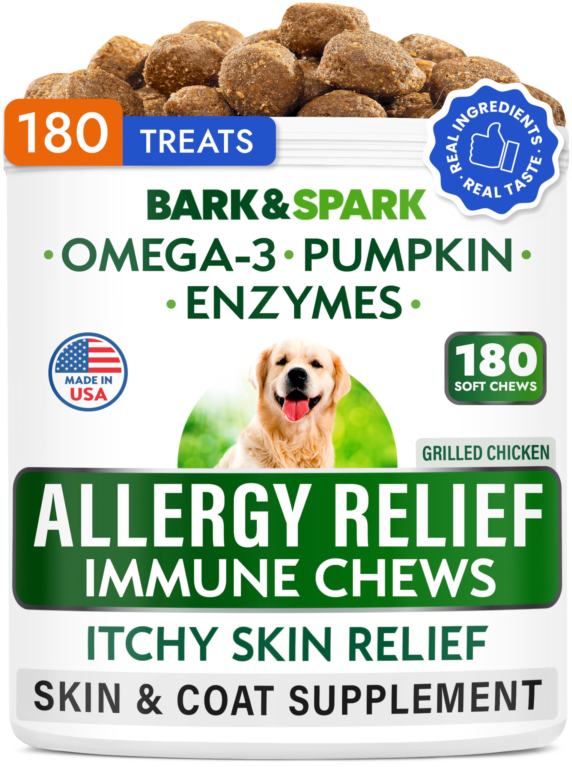 BARK&SPARK Dog Allergy Relief Soft Chews Grilled Chicken