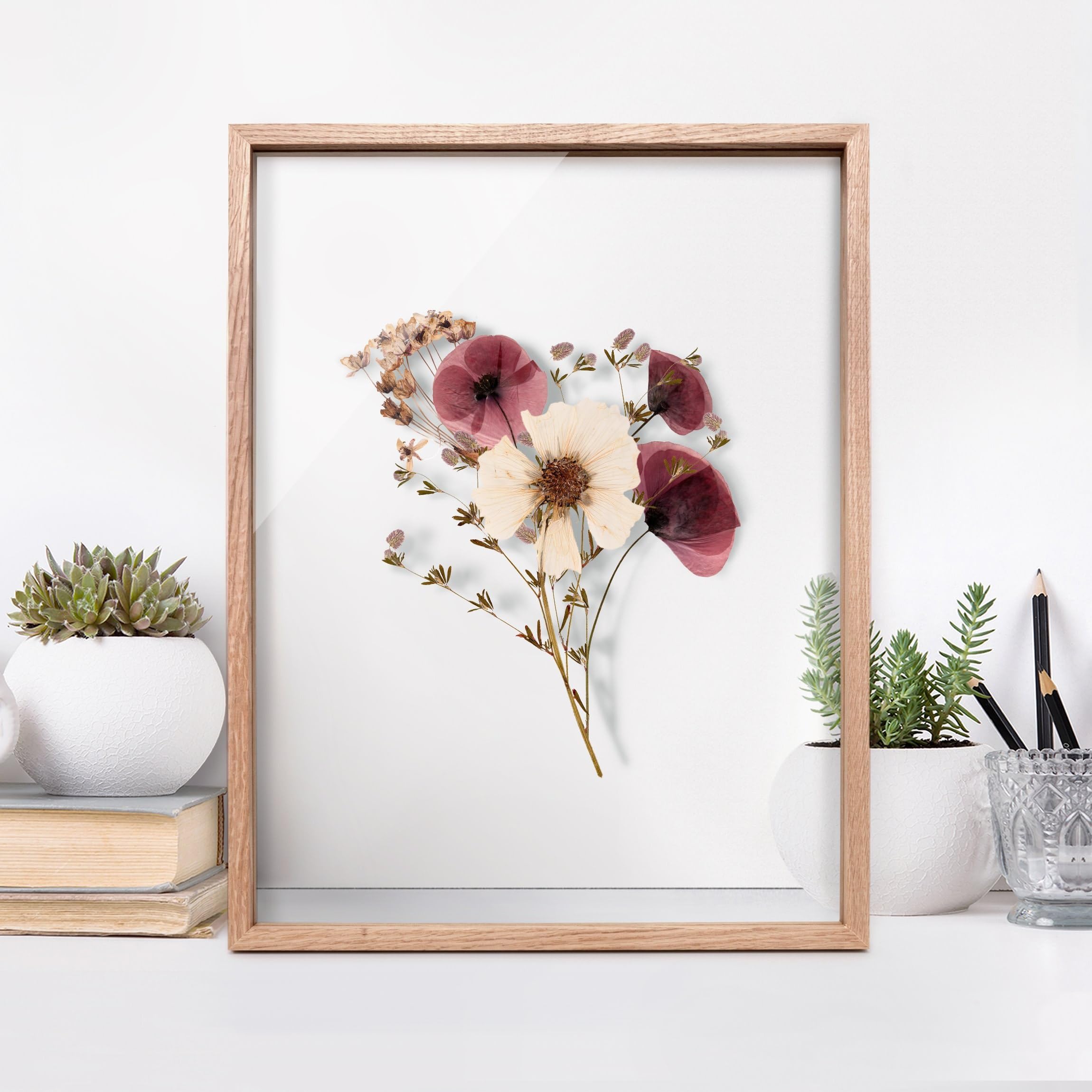 Doppelglasrahmen ohne Rückwand Bilderrahmen Leerrahmen Eiche mit Glas - Made in Germany - Rahmen für gepresste Blumen Fotorahmen handgefertigt DIY Wohnzimmer Schlafzimmer Küche (20x30cm)