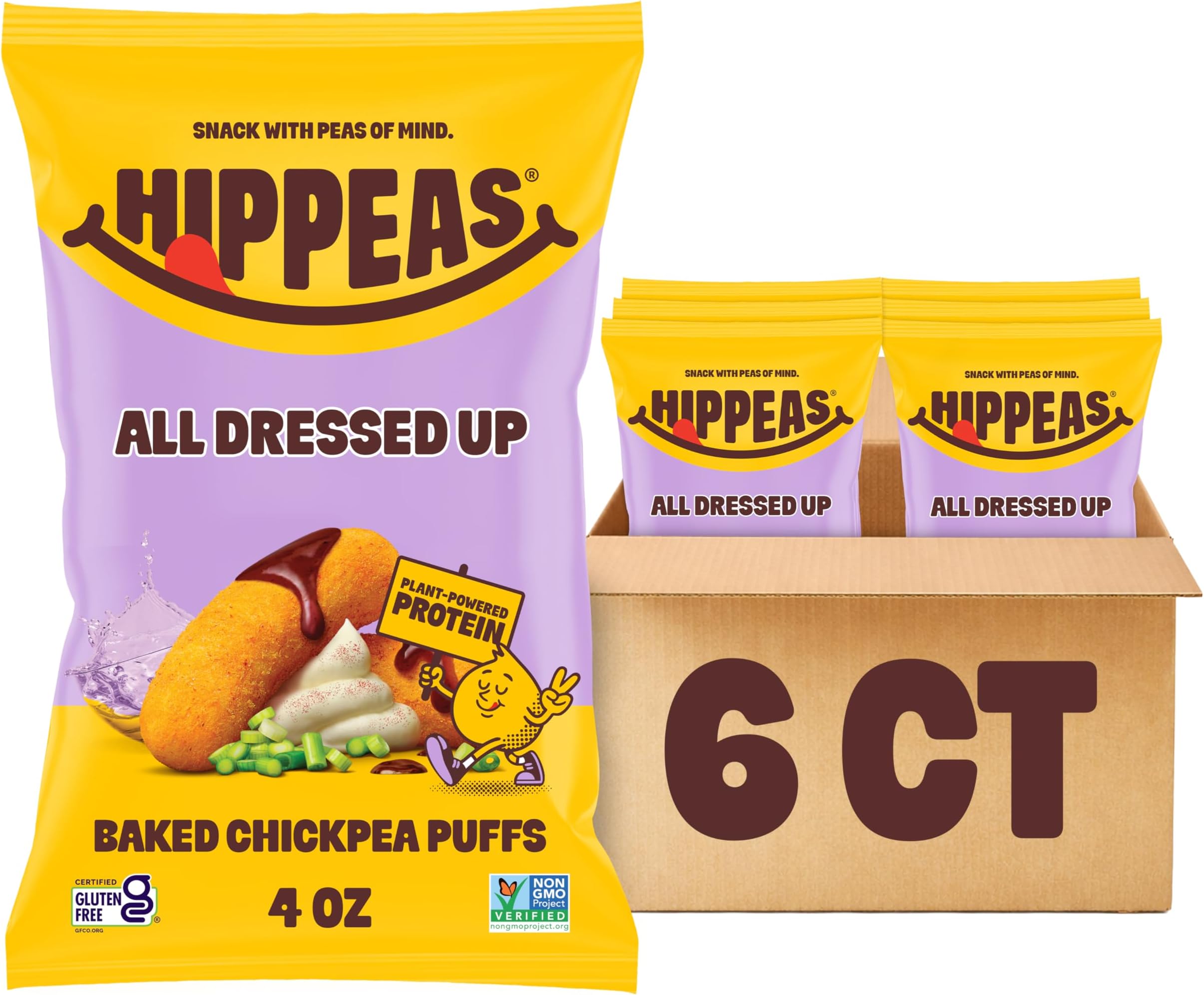 Chickpea Puffs, Bohemian Barbecue, Gluten Free Snacks, Dairy Free, Vegan, 4oz, Pack of 6, 3g Protein, 2g Fiber, Crunchy, Nutritious, Baked Plant Protein Snack, Non-GMO, Kosher