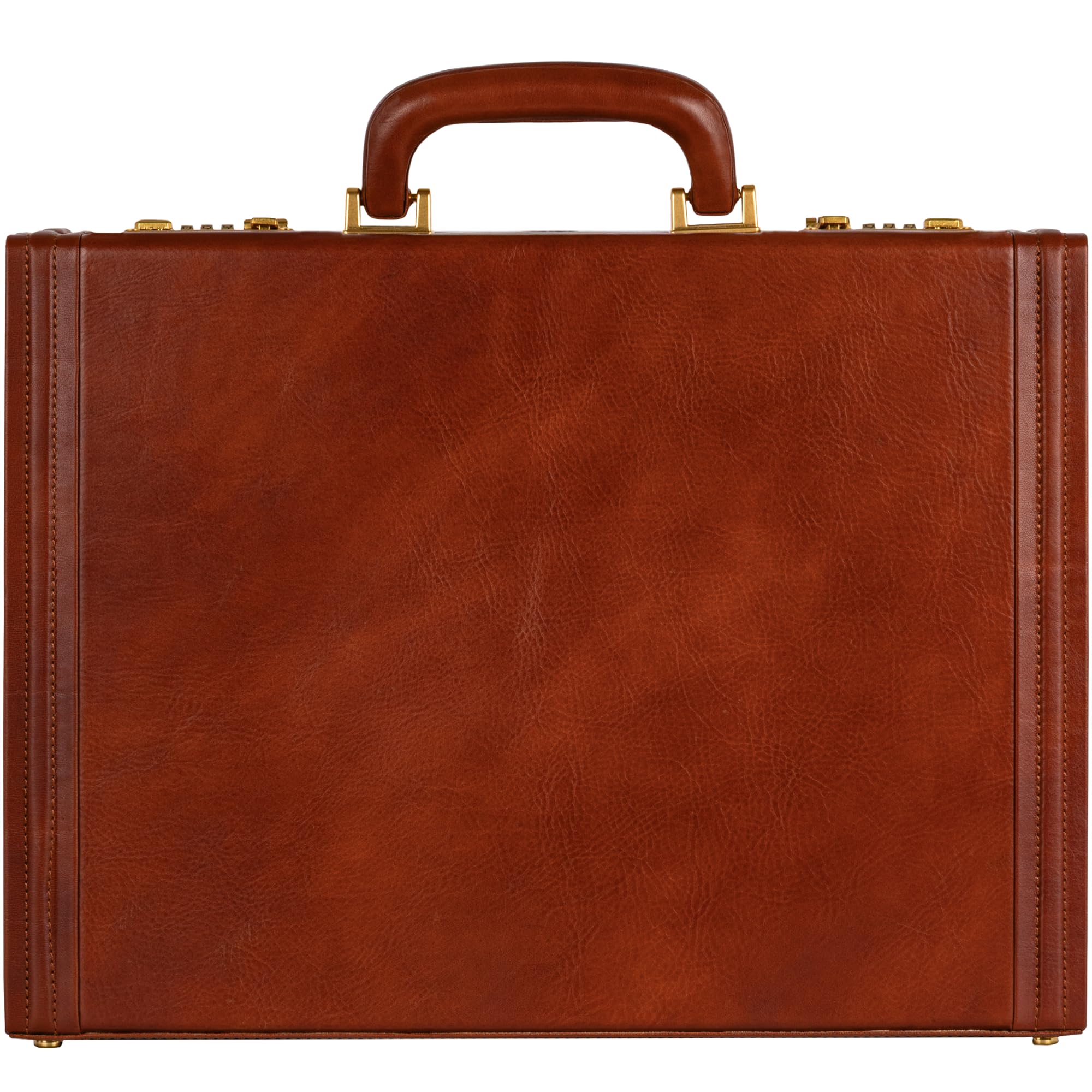 Time Resistance Leather Attache Case - Aktówka z włoskiej skóry licowej - Torba na laptopa do 15 cali - Twarde etui z zamkiem