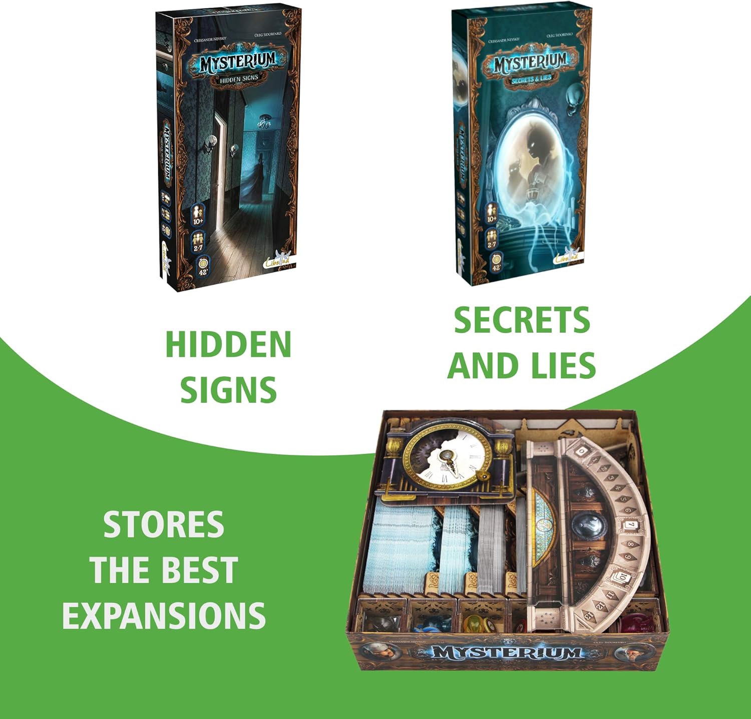 TowerRex Organizer for Mysterium Board Game and Hidden Signs, Secrets And Lies Expansion, Storage Instert, Accessories Upgrade