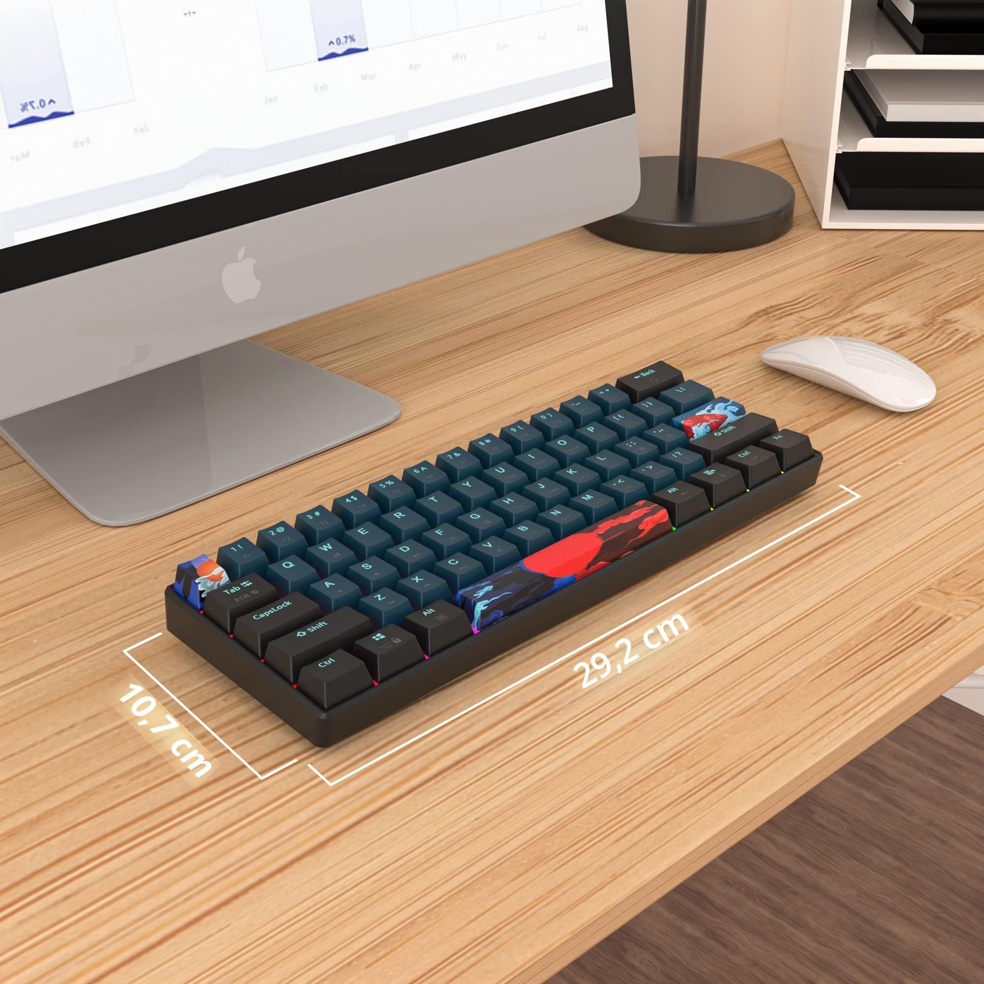 60% Clavier Gamer Mecanique pour PC, Clavier Gaming 60 Pourcent Américain QWERTY Filaire RGB Rétro-éclairé ，Compact 61 Touches Anti-ghosting pour Gamer, PC/Mac