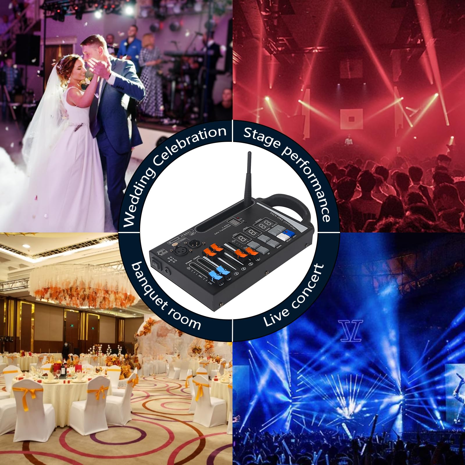 DMX - Console di illuminazione, driver DMX a 54 canali per luci dj, compatibile con dispositivi di ricezione wireless DMX da 2,4 g