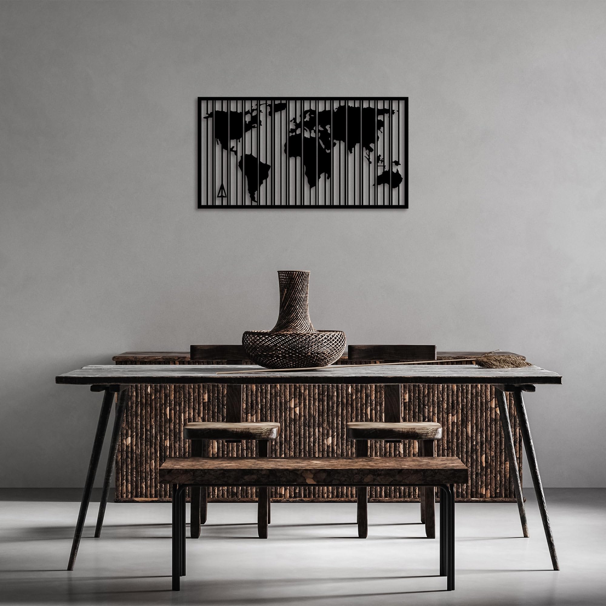 Stylish Black Decorative Metal Wall Accessory, 37 x 70 cm, 100% Metal, 1.5 mm Thickness, Perfect for Modern Home Decor & Unique Wall Art