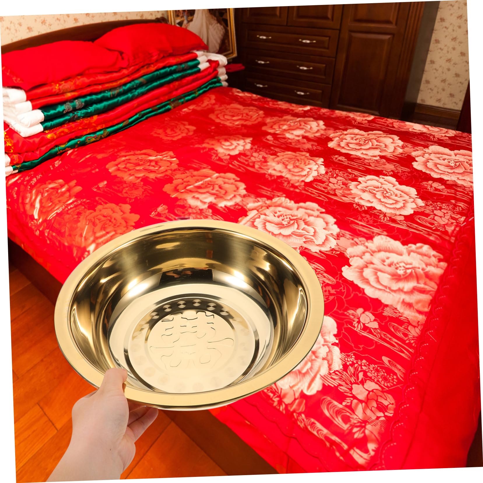 DOITOOL Lavabo de Metal Dorado para Salón y Cocina, Lavabo Decorativo Multifuncional de Acero Inoxidable, Adecuado para Uso Hogar y Limpieza