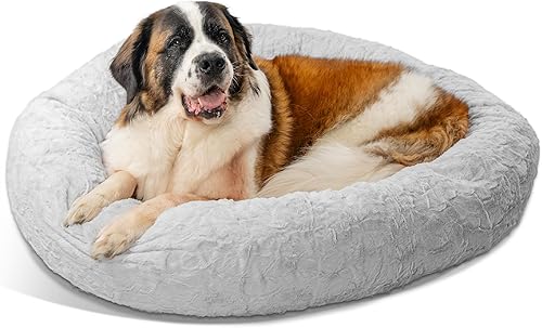 Miniatura 35 de Best Friends by Sheri - The Original Calming Donut - Cama calmante en forma de dona para perros y gatos - Pelo largo, gris escarcha, S, 23 x 23
