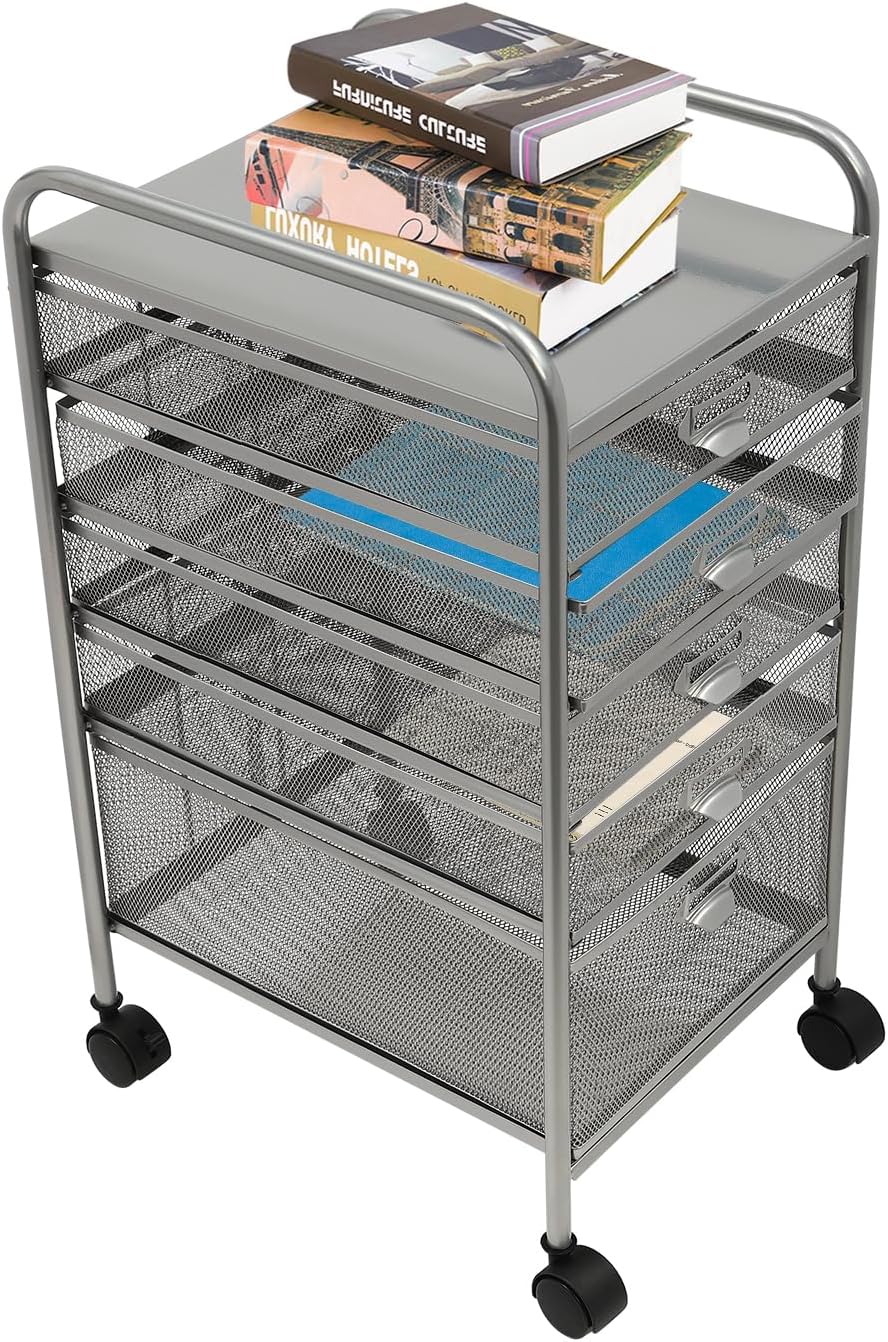 Amazon.com: Rolling File Storage Cart with 5 Drawers, File Storage ...