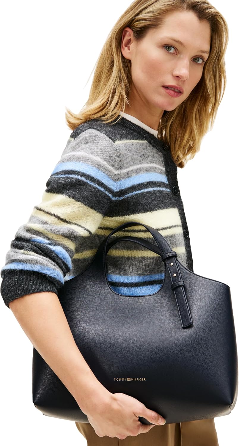 Tommy Hilfiger Women's Large Logo Satchel Bag With Removable Crossbody Strap - Image 2