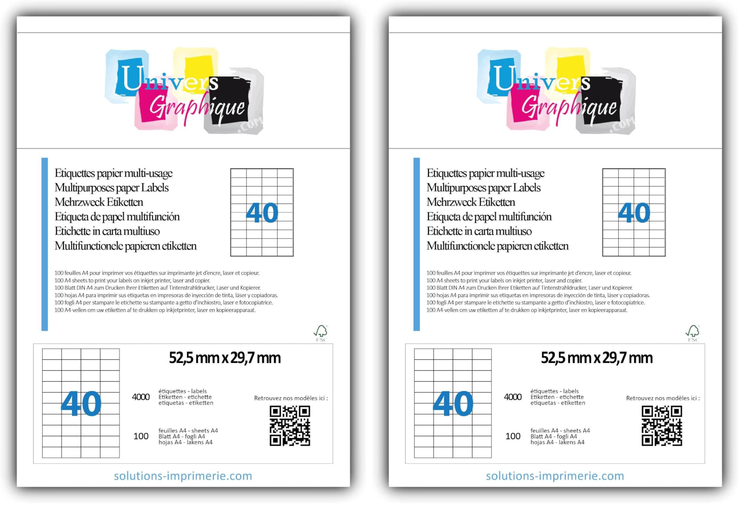 4000 Étiquettes autocollantes multi-usage 52,5 x 29,7 mm haute adhérence pour impression A4 - 7