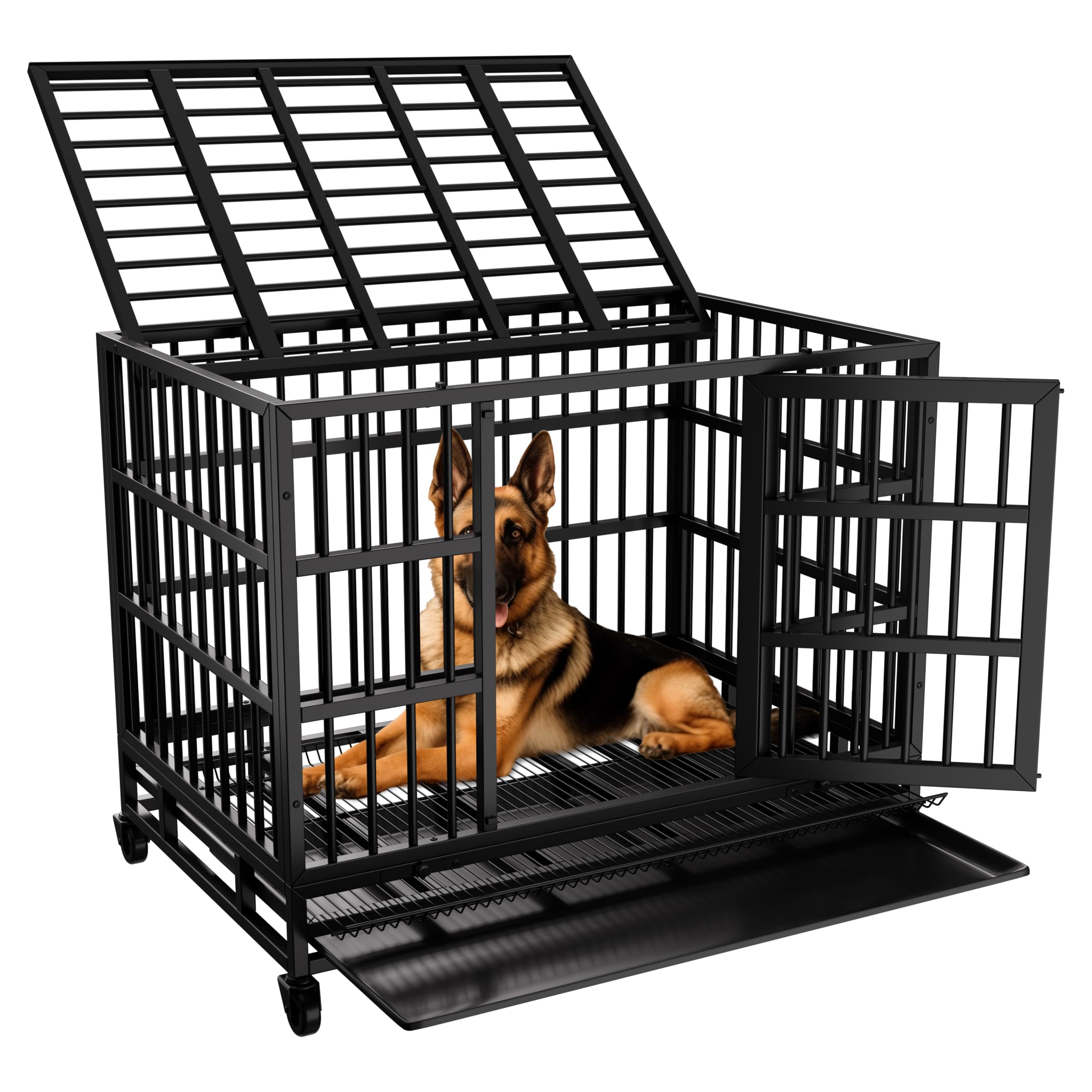 JY QAQA 48/38 Inch Heavy Duty Dog Crate