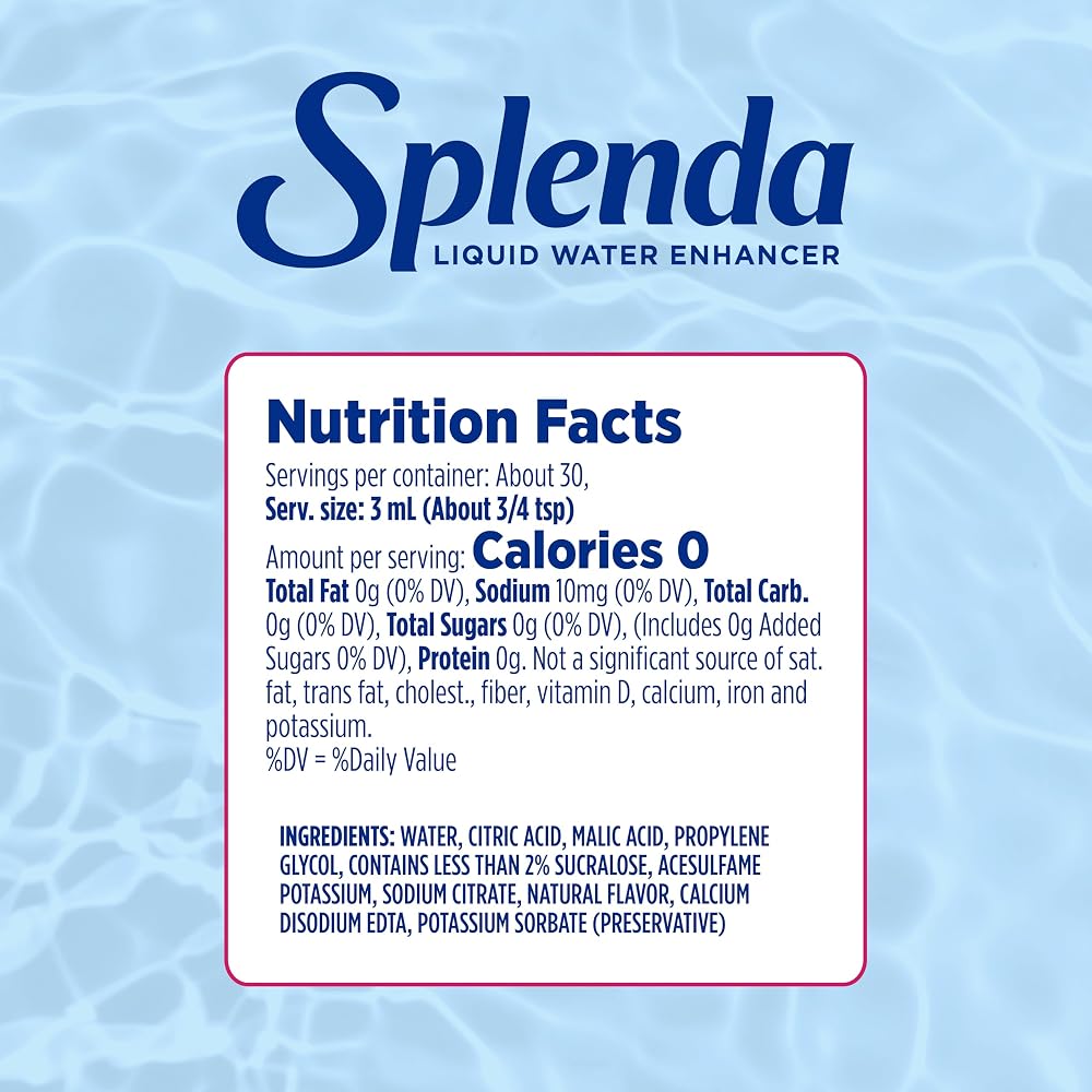 SPLENDA Liquid Water Enhancer Drops, Sugar Free, Zero Calorie, Natural Flavor, Concentrated Drink Mix, 3.11 Fl Oz Each Bottle (Strawberry Watermelon Clear, 2 Pack)