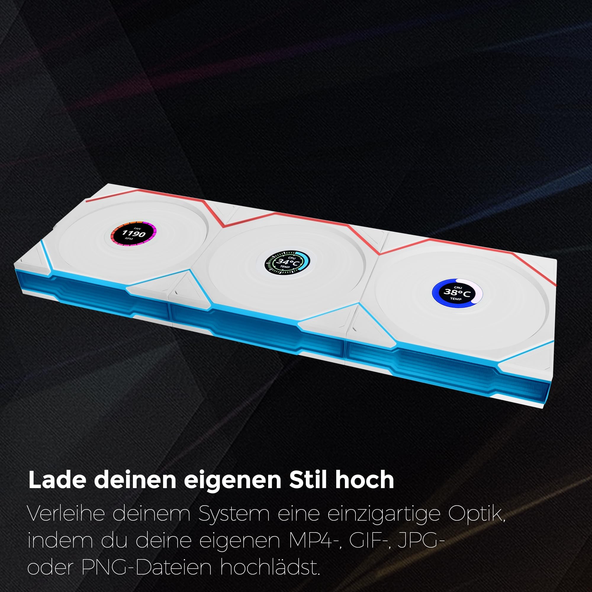 Lian Li UNI FAN TL Wireless LCD PC Ventilador 120 mm RGB – 3 ventiladores Reverse Blade Gaming PC Blanco | PWM – 26 LED ARGB – 1.900 rpm – Sistema de acople – Alto flujo