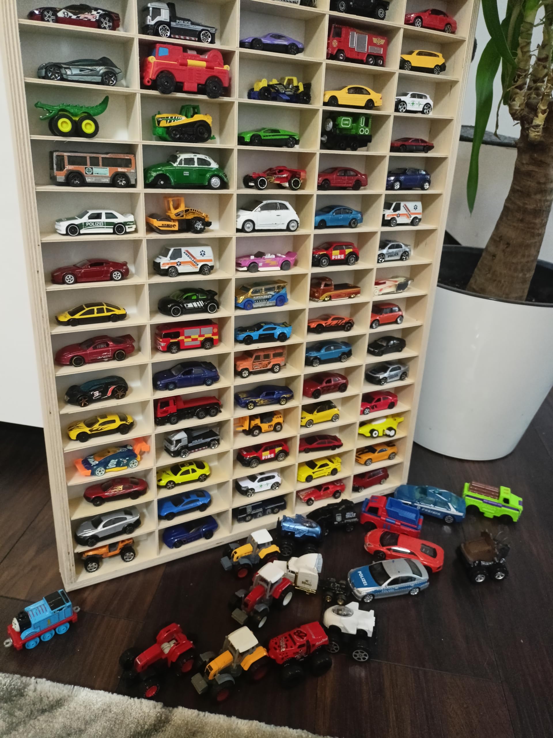 Generisch Estantería de madera para coche de juguete 92 compartimentos para coche juguete organización colección niños