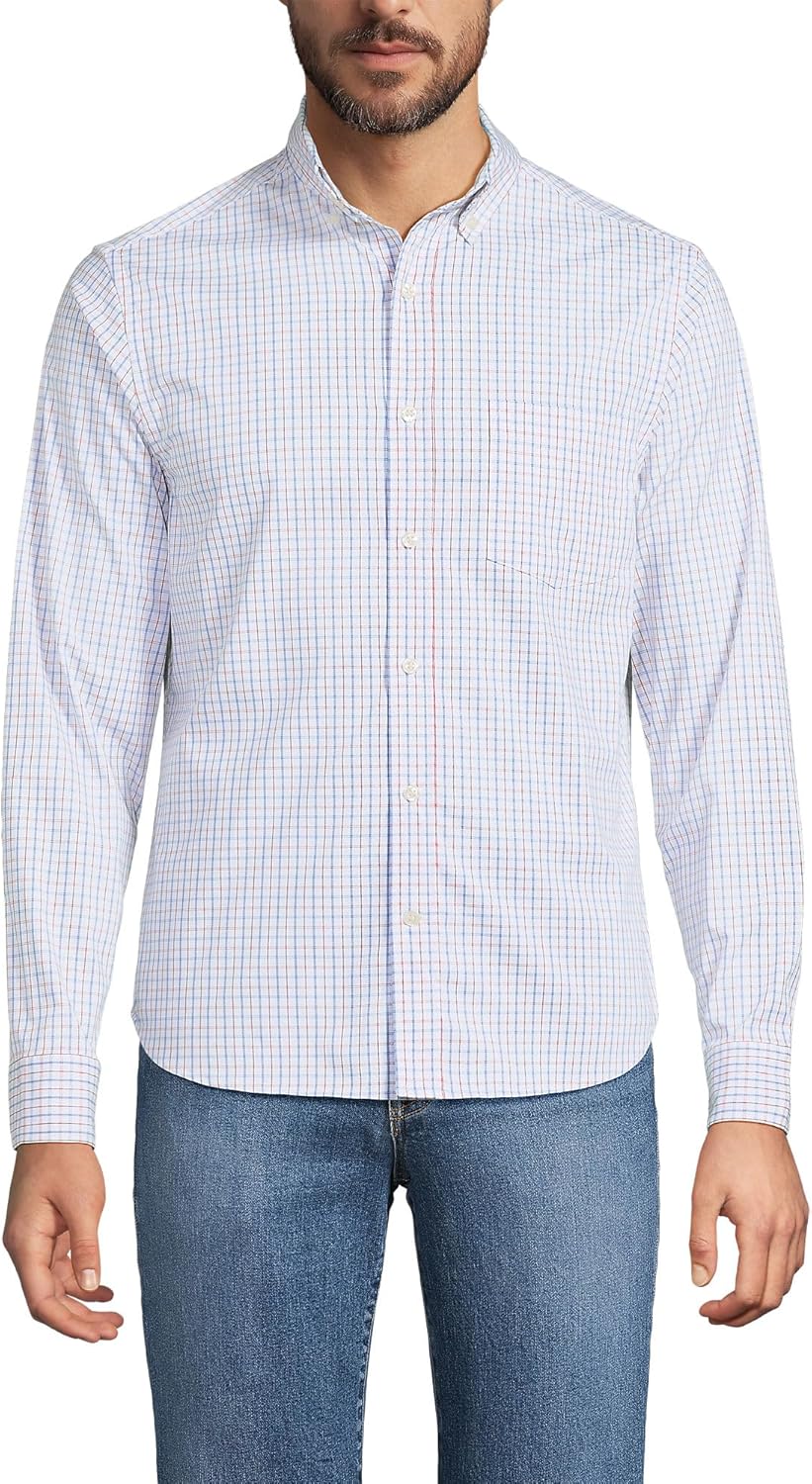 Lands' End Men's Traditional Fit Long Sleeve Travel Kit Shirt