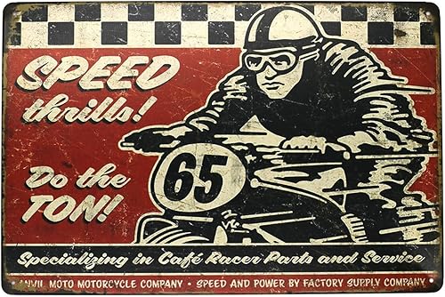 SUMIK Cartel de metal de carrera de motocicleta de velocidad, placa de póster de arte vintage, decoración de pared para el hogar