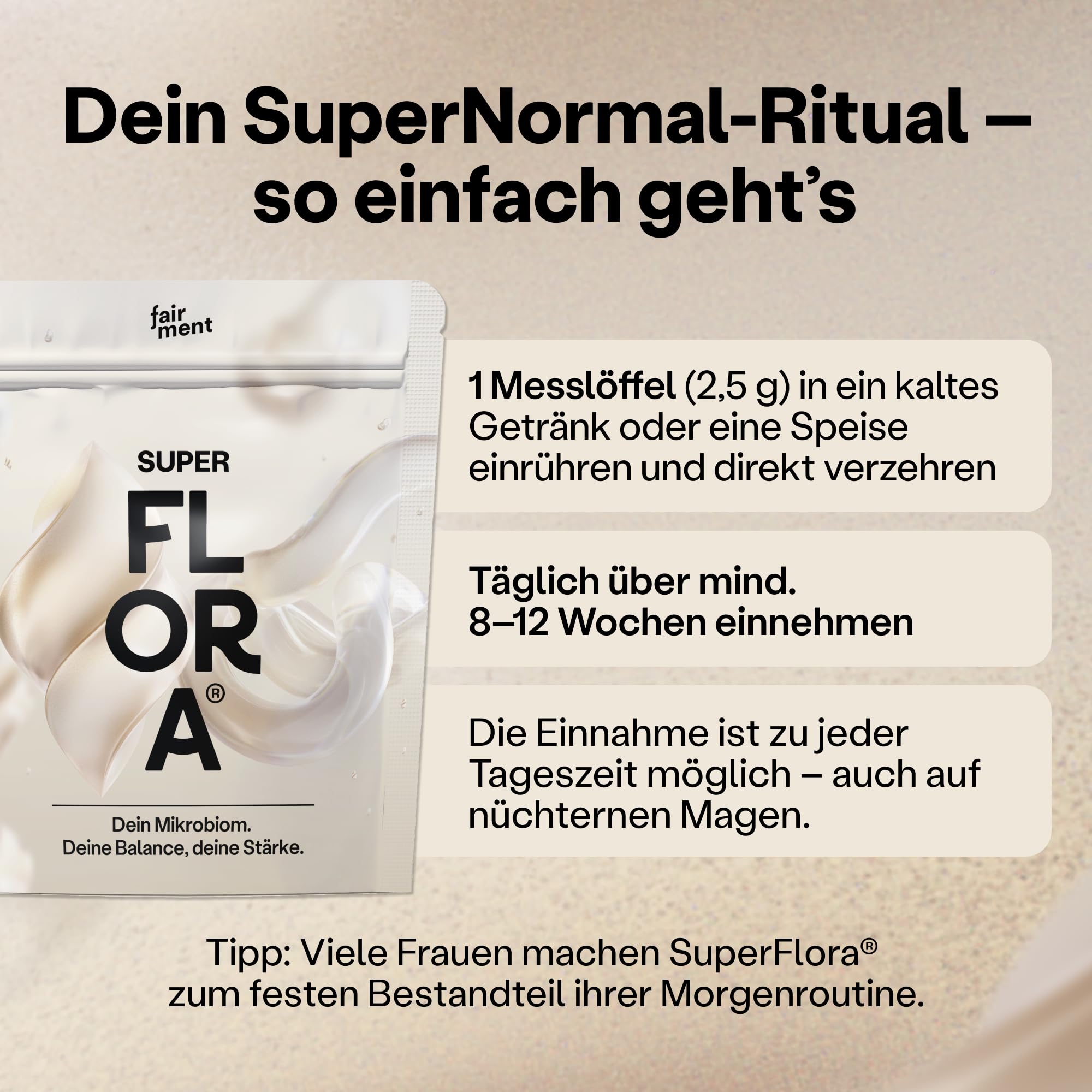 fairment SuperFlora® – für das weibliche Mikrobiom mit Inulin kombiniert Bakterienstämme mit Ballast- und anderen Nährstoffen, 75g