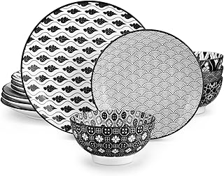 26 Black and White Kitchen Ideas That Never Go Out of Style 75 vancasso Haruka 12 Pieces Plates and Bowls Set, Ceramic Dinnerware Sets ...