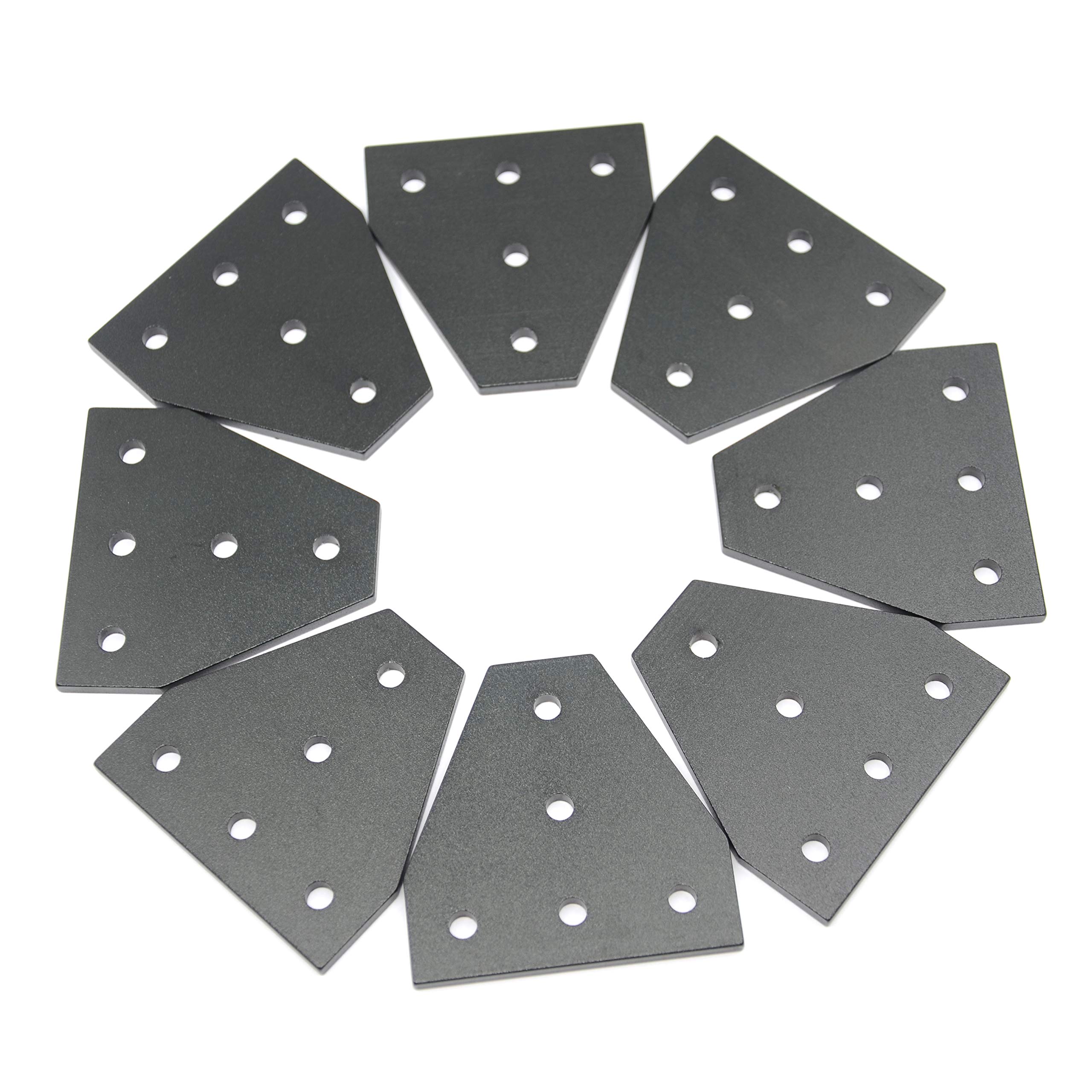 Zeberoxyz Black 8Pcs/Kit T Shape Corner Bracket Plate,5-Hole 90 Degree Joint Board Plate For Slot 6Mm 2020 Series Aluminum Profile 3D Printer Frame (8Pcs -T)