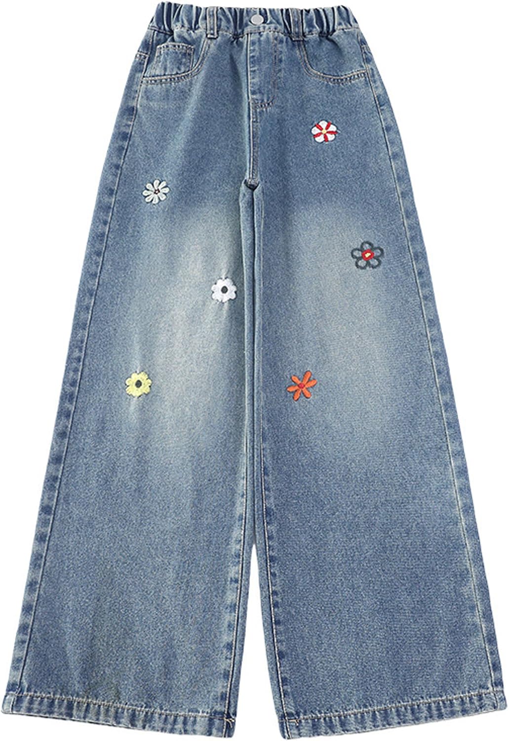 Joe Wenko Girls Baggy Jeans Wide Leg Denim Pants Y2K, 6-14 Years