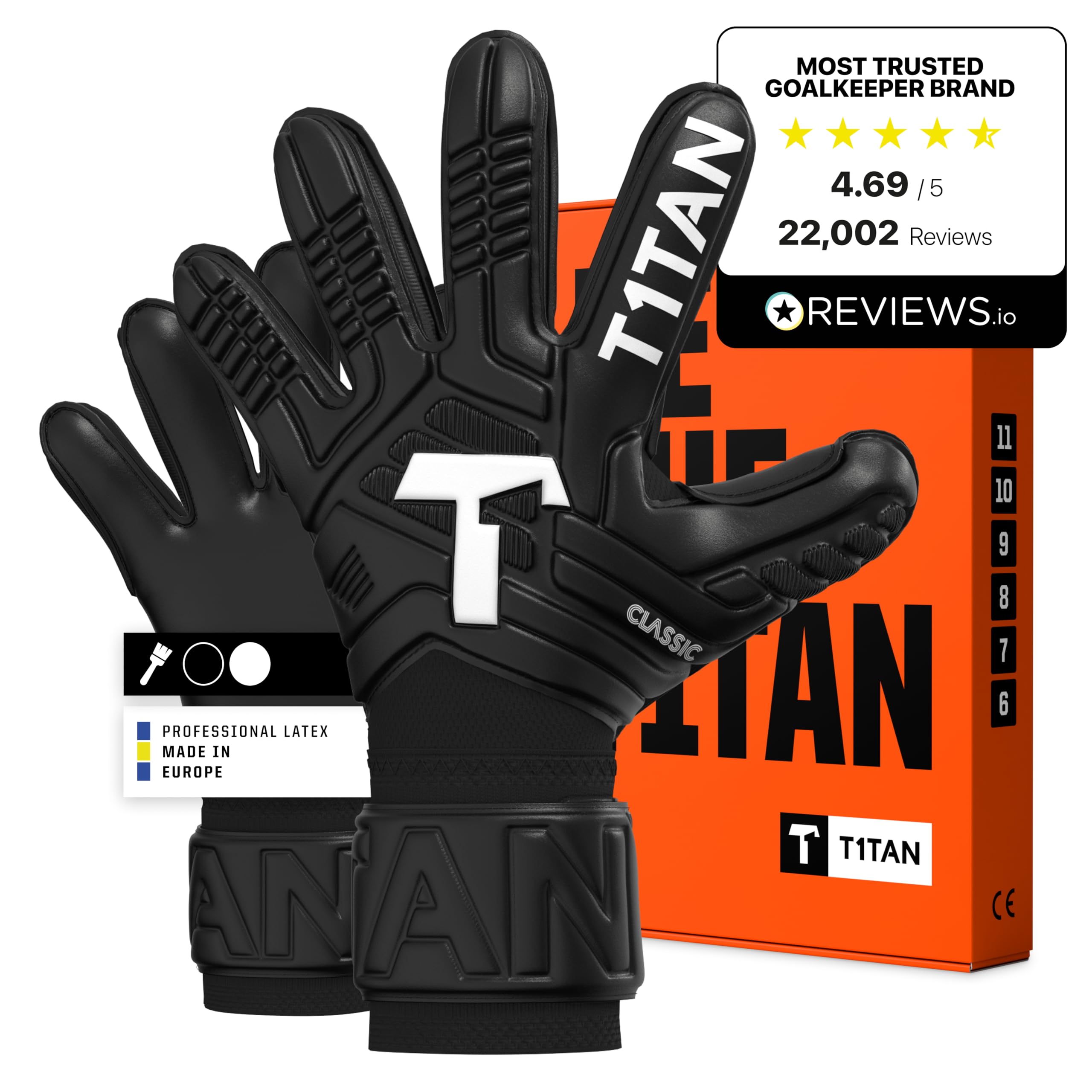 T1TAN Classic 1.0 Black-Out Goalkeeper Gloves