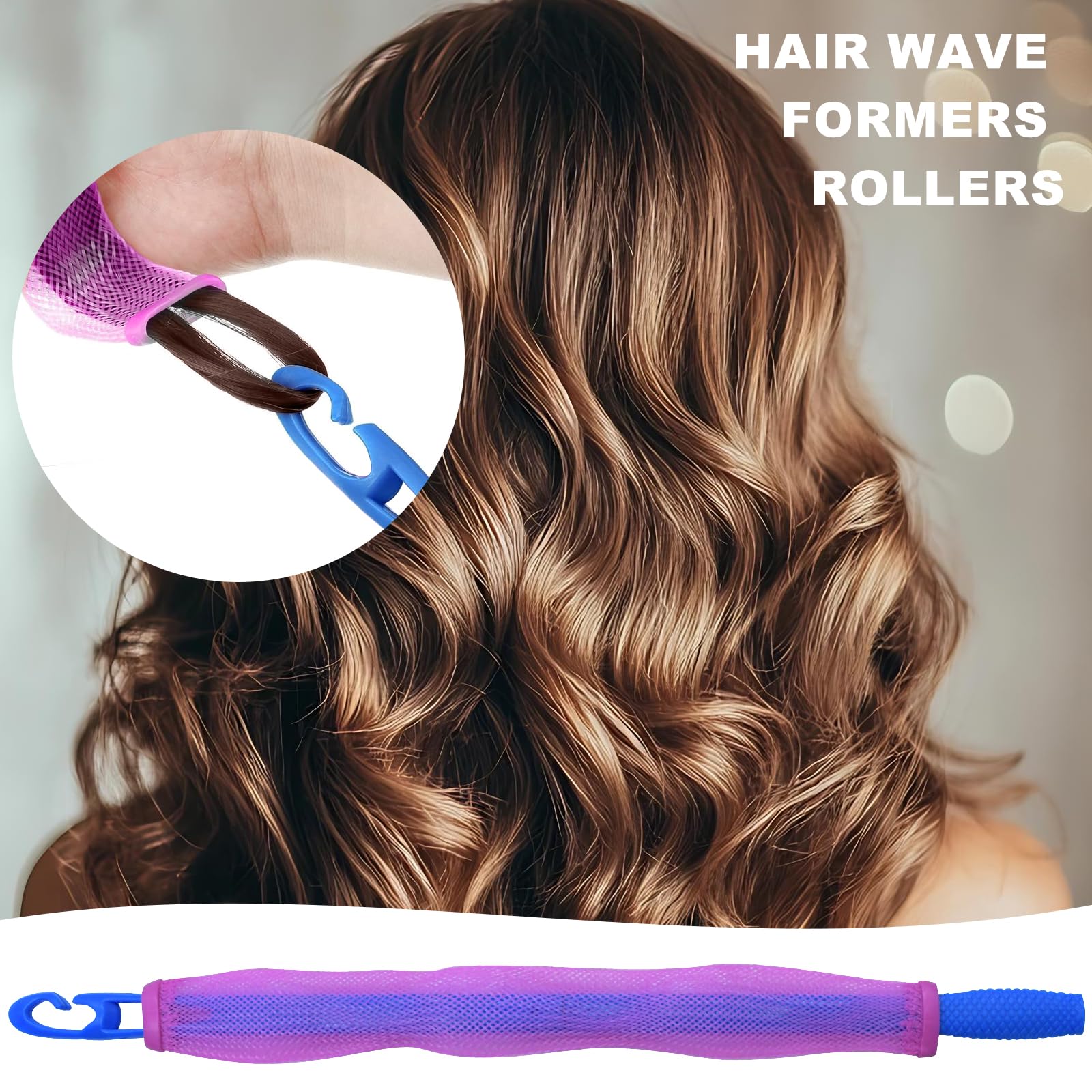 MSIHEY 34 Pieces Mixed Color Heathless Curling Curler Set Overnight Curler with 1 Beauty Comb and 2 Styling Hooks for Women and Girls Long Curling Curler (30cm) - Image 4