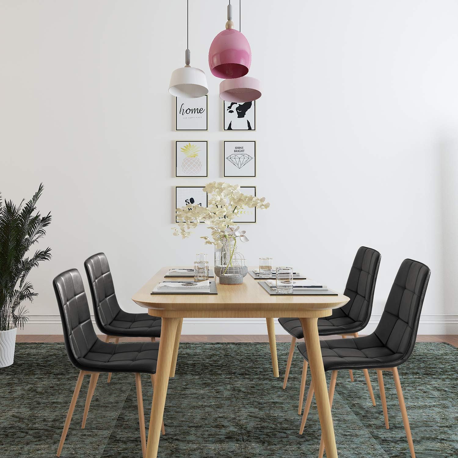 Buy Gunji Dining Chairs Set Of 4 Modern Pu Leather Dining Room Chairs Mid Century Padded Kitchen Chairs With Metal Legs Shell Lounge Side Chairs For Living Room Black Online In Indonesia Buy Gunji Dining Chairs Set Of 4 Modern Pu Leather Dining Room Chairs Mid Century Padded Kitchen Chairs With Metal Legs Shell Lounge Side Chairs For Living Room Black Online In Indonesia