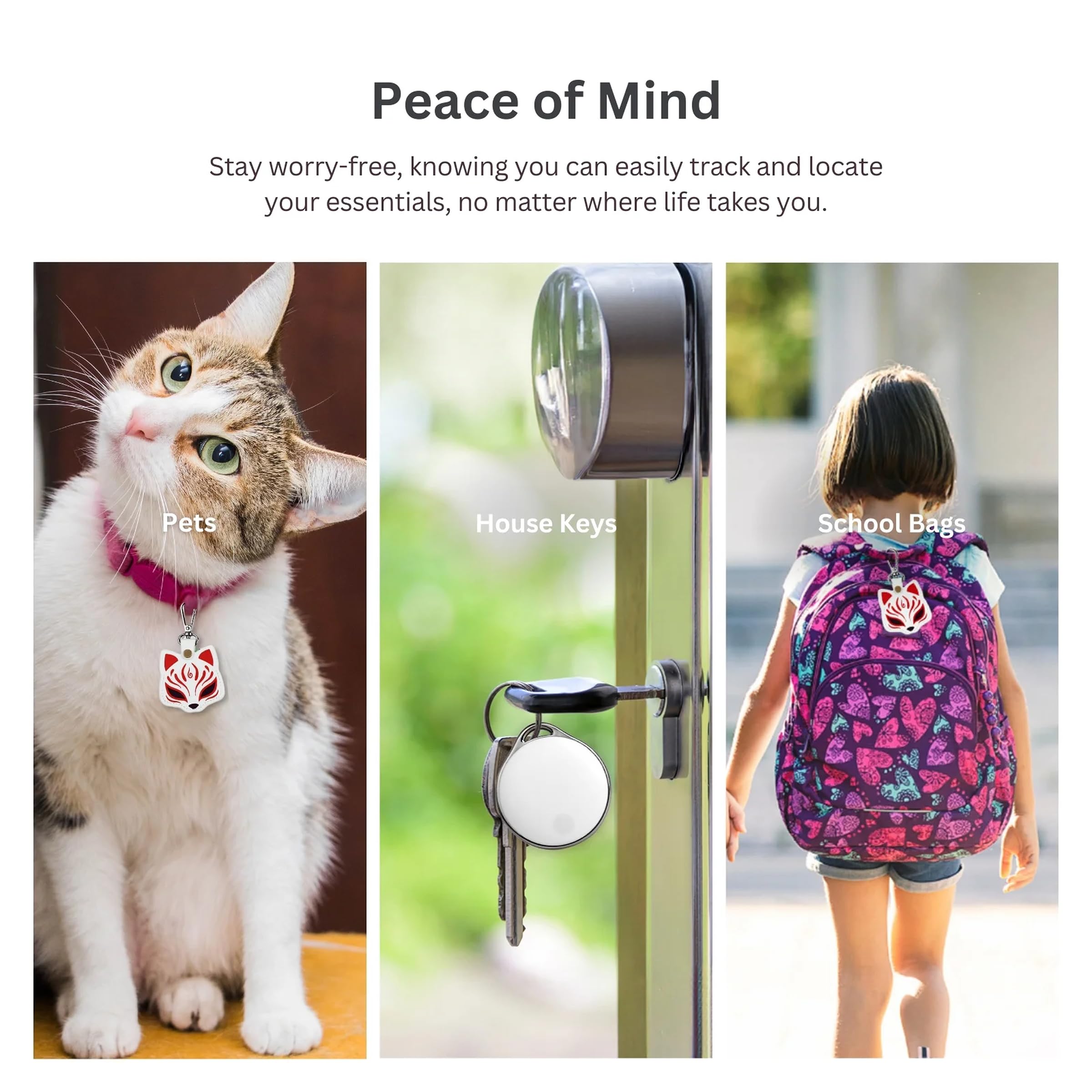 NIJITAG – Traqueur d'objets intelligents avec étui Fox par LINKSTYLE — Tracker GPS à portée illimitée alternative avec Apple Find My Network, étanche, iOS uniquement (3 étiquettes + 1 étui)
