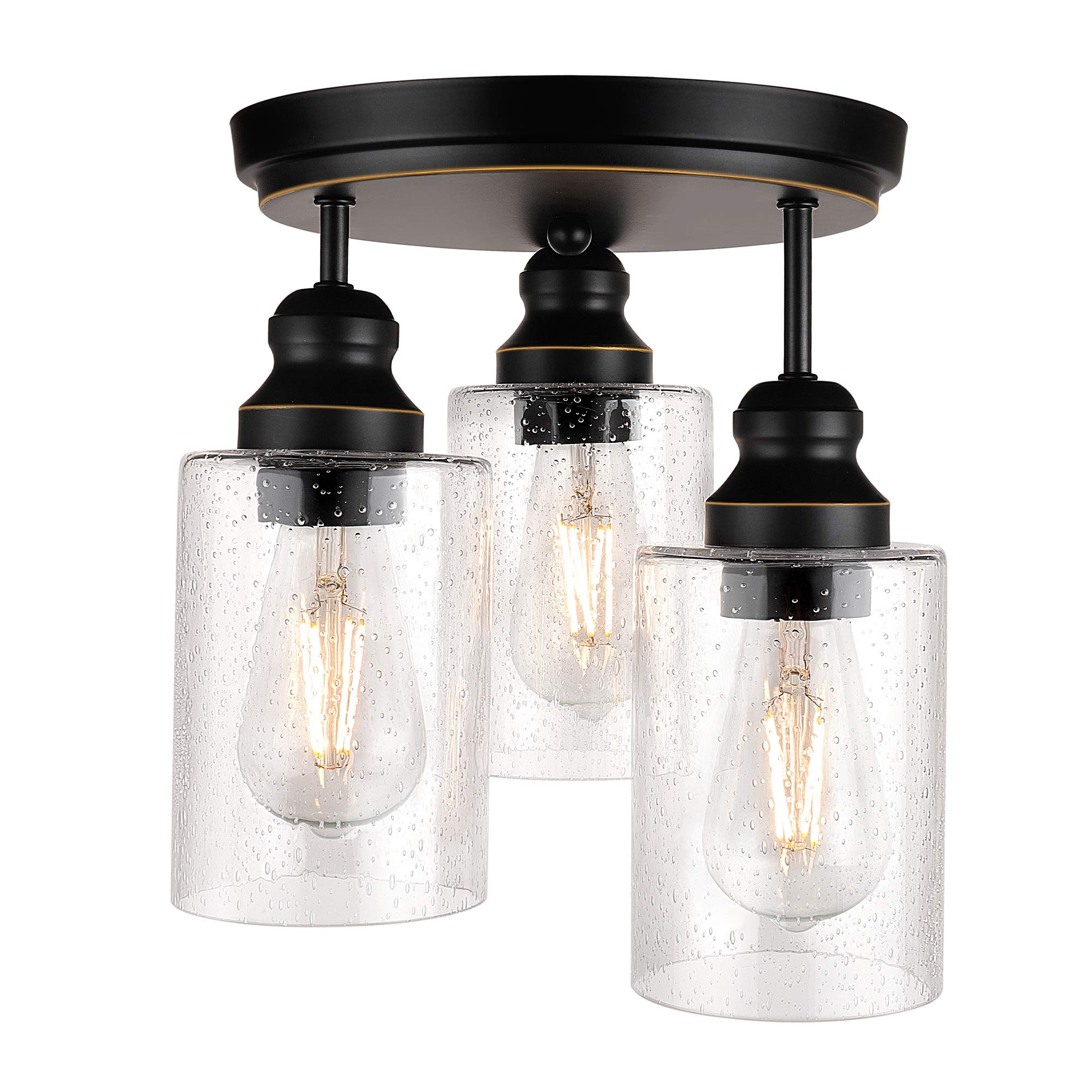 Buy 3Light Industrial Semi Flush Ceiling Light, Vintage Light Fixture