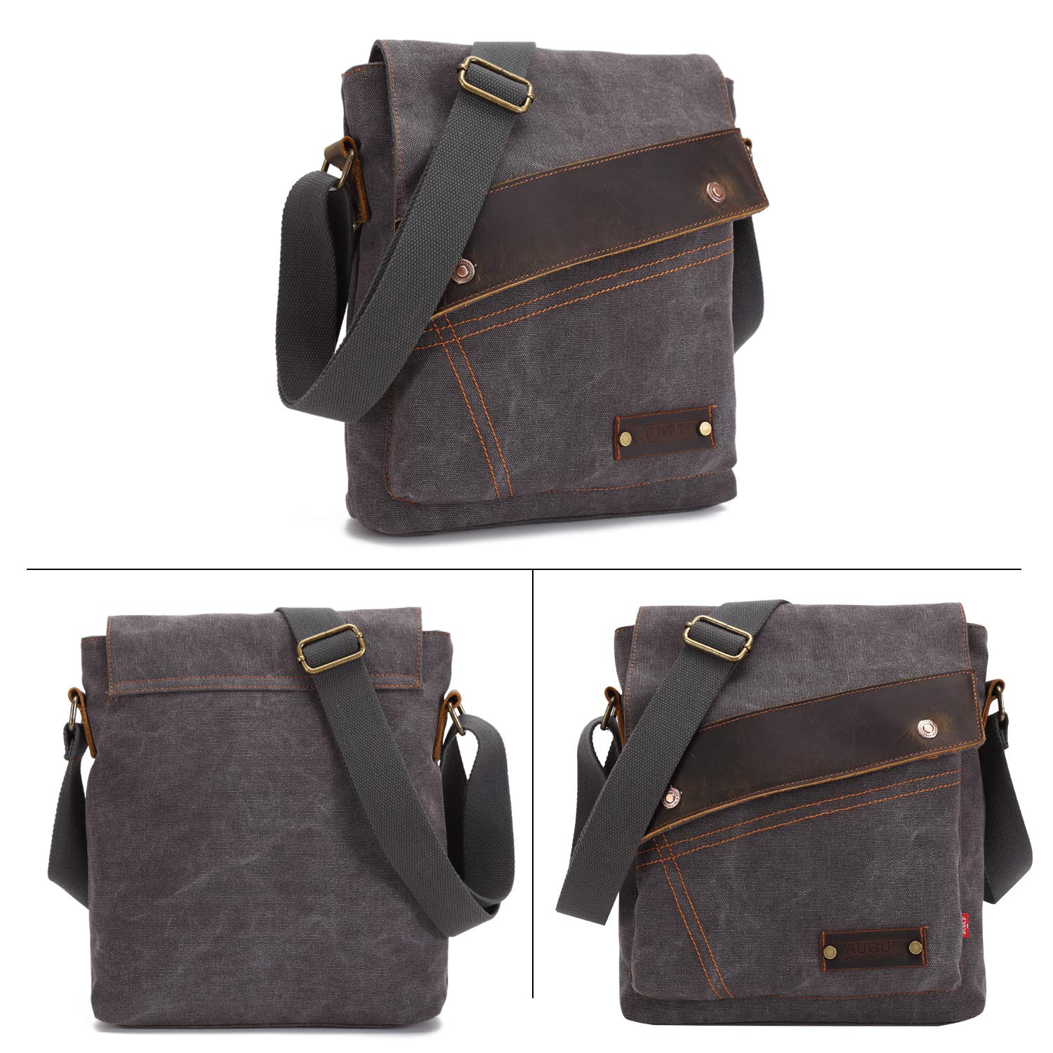 FANDARE Vintage Messenger Bag Umhängetasche Schultertasche Laptoprucksäcke Tasche Crossbody Bag Kuriertasche Frauen Herren Segeltuch Braun