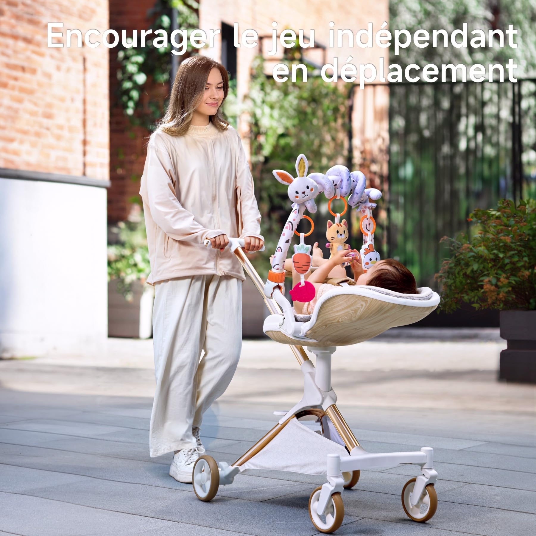 TUMAMA Kids Arche d'éveil Bébé de Poussette Jouet avec Spirale d'activité bébé Jouets Suspendus pour Berceau et Siège Auto pour 0-12 Monios