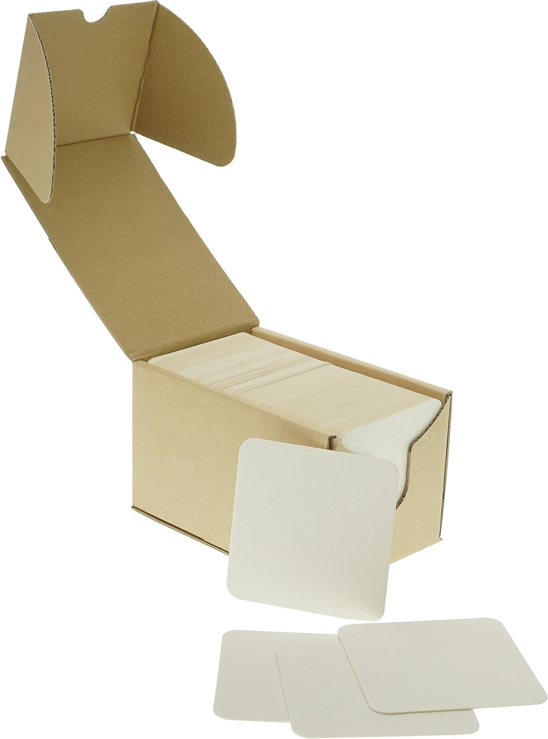 ZEZAZU 3.5" Square Heavyweight Blank White Paper Pulpboard Absorbent Coasters (Case of 125) for Drinks, DIY Craft Projects, Letterpress Paper and Mini Art Boards