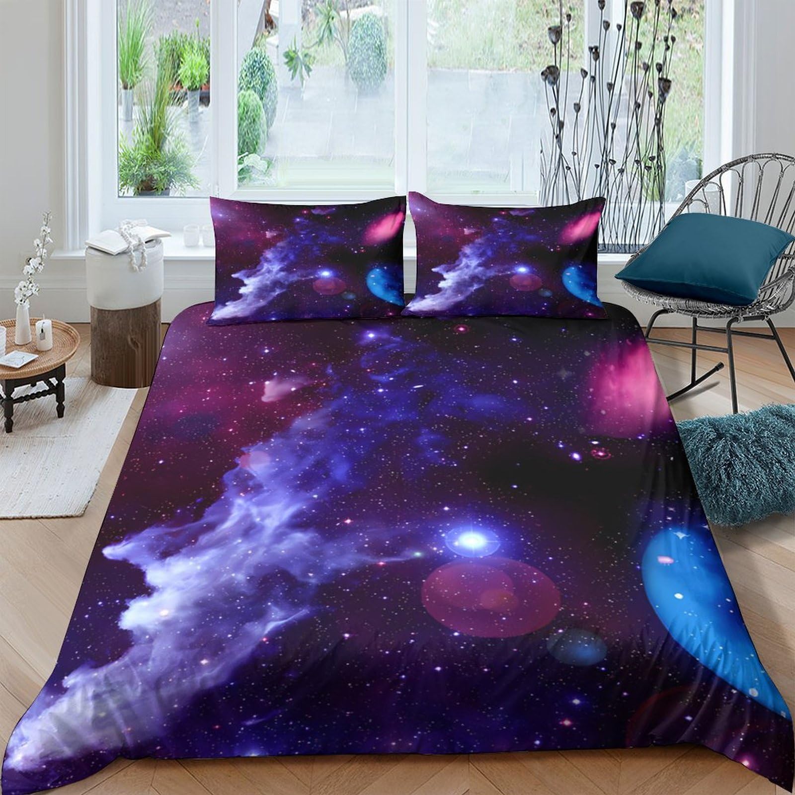 Ctjqhvkz Style-5 3D Printed Galaxy Starry Sky Fitted Sheet Microfiber Soft Cosmic Nebula Mattress Cover For Bedroom Dorm Decor Single（135X200cm）