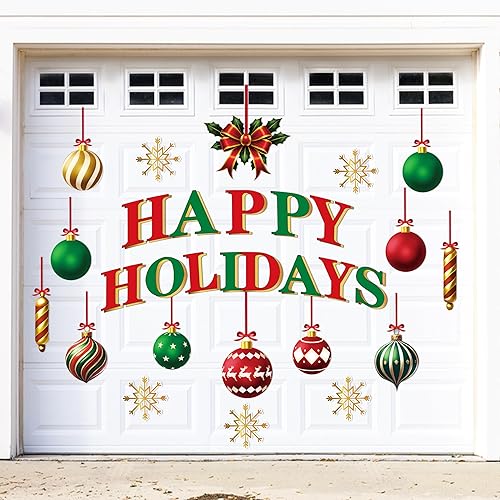 Vista 166 de 90shine 32 imanes navideños para decoración de puerta de garaje, bola de Navidad, refrigerador y cocina (rojo, verde, dorado)