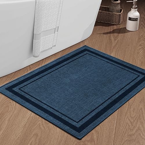 Miniatura 75 de chakme Juego de 2 alfombras de baño ultrafinas, absorbentes, antideslizantes, lavables a máquina, color beige oscuro, 17 x 24 pulgadas + tapete para