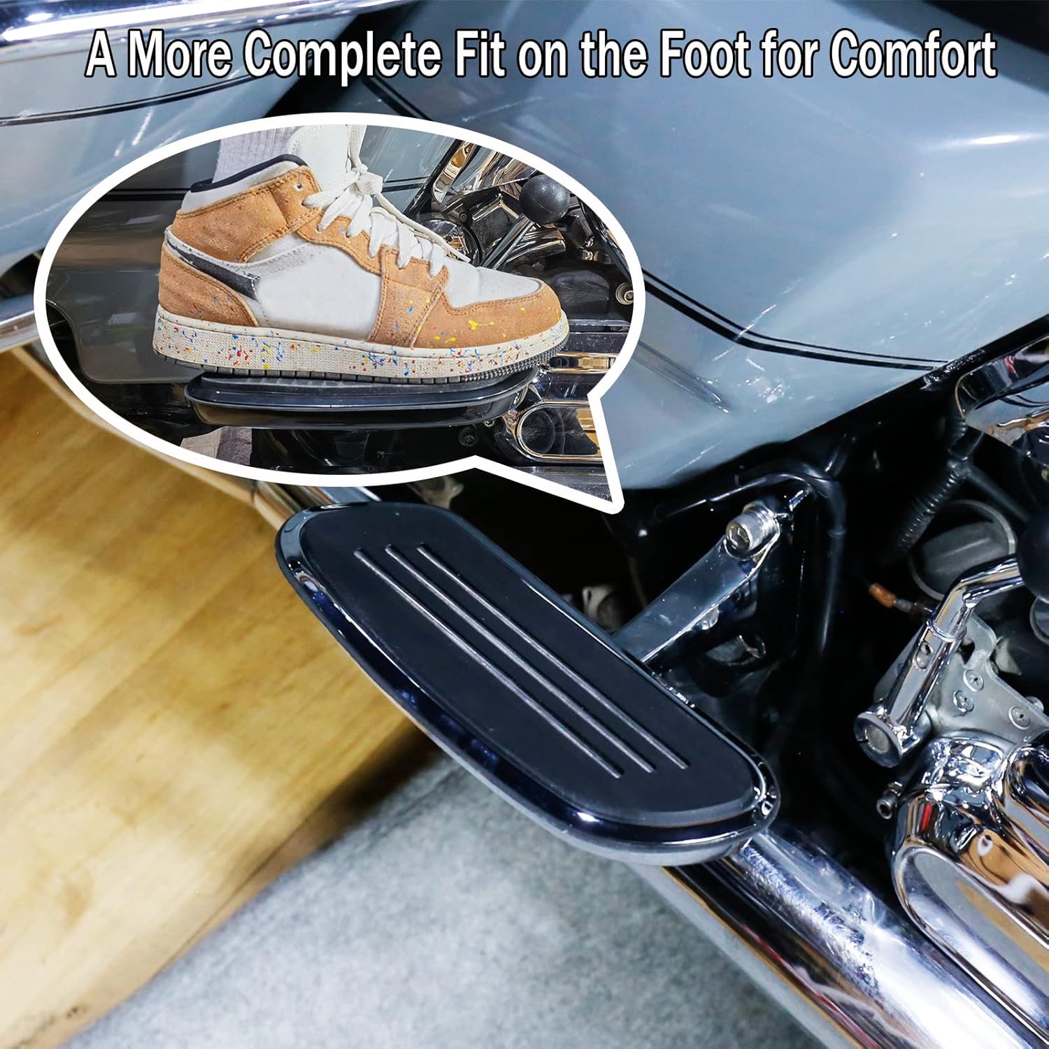 Motorcycle Footboards Passenger with Traditional Shape Front Driver Floorboard