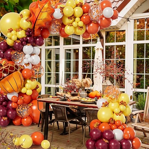 Miniatura 3 de AobkDeco Kit de arco de guirnalda de globos de otoño de 189 piezas, decoraciones de otoño, globos naranjas, burdeos, blancos, para Acción de